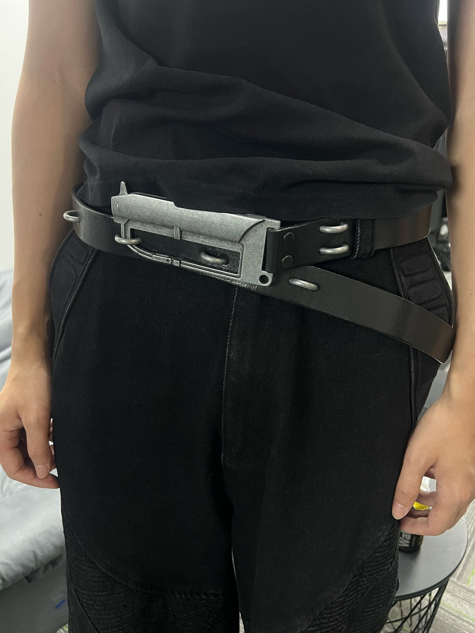 REBEL WAVE丨BΣLA Military Leather Belt - Steel Ring & Blade Buckle - PSYLOS 1, REBEL WAVE丨BΣLA Military Leather Belt - Steel Ring & Blade Buckle, Belt, REBEL WAVE•JAPAN, PSYLOS 1