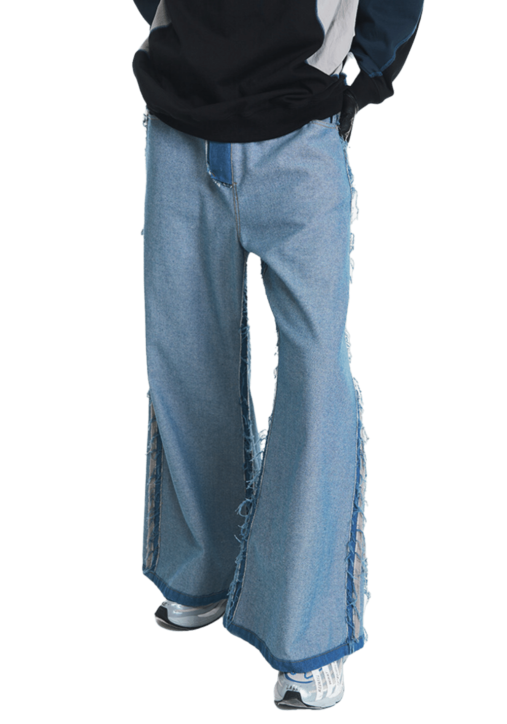 Deconstructed Side Seam Patchwork Jeans - PSYLOS 1, Deconstructed Side Seam Patchwork Jeans, Pants, RELABEL, PSYLOS 1