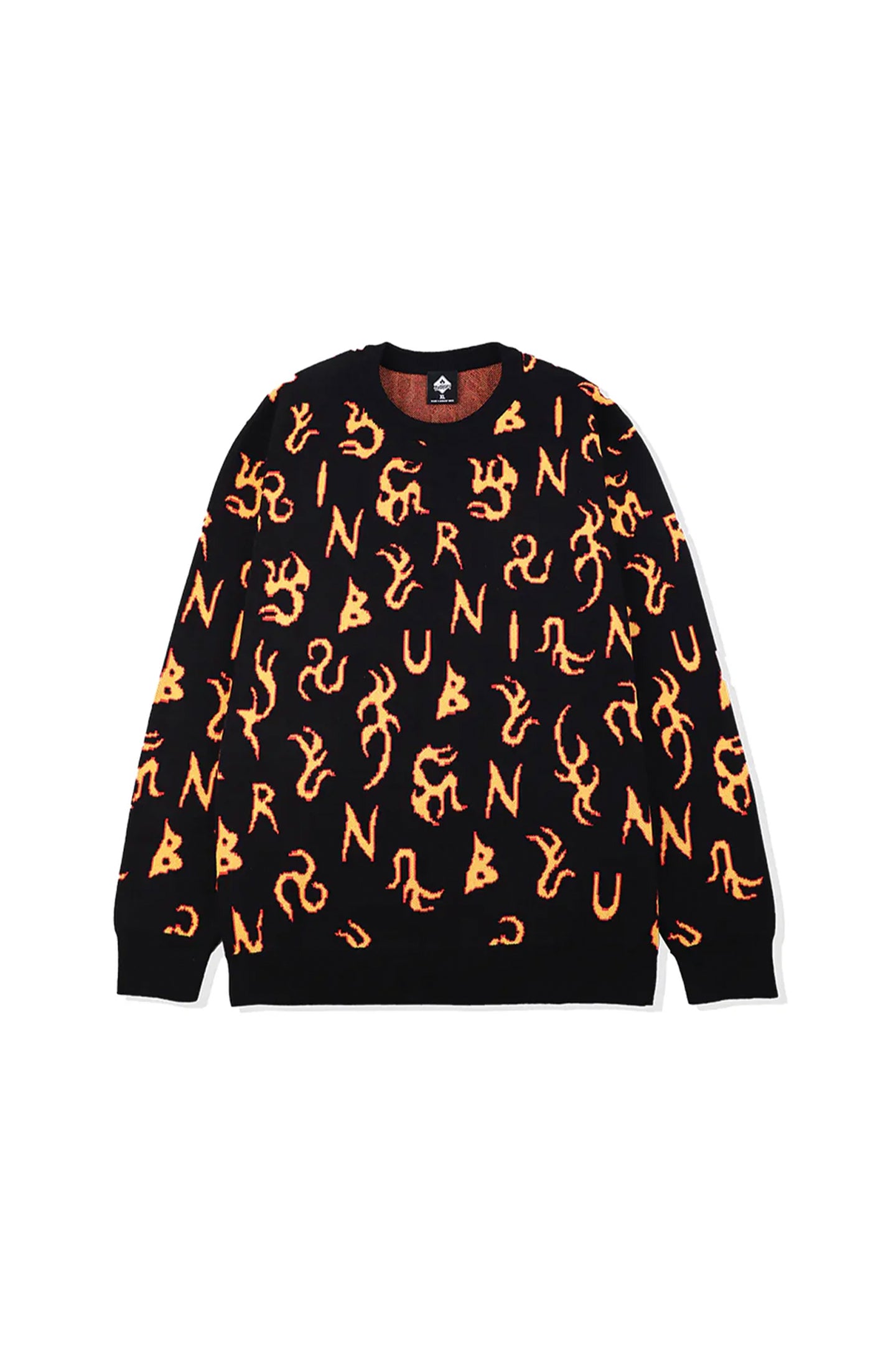 BURNIN * All-over Fire Print Sweater - PSYLOS 1, BURNIN * All-over Fire Print Sweater, Sweater, Burnin, PSYLOS 1