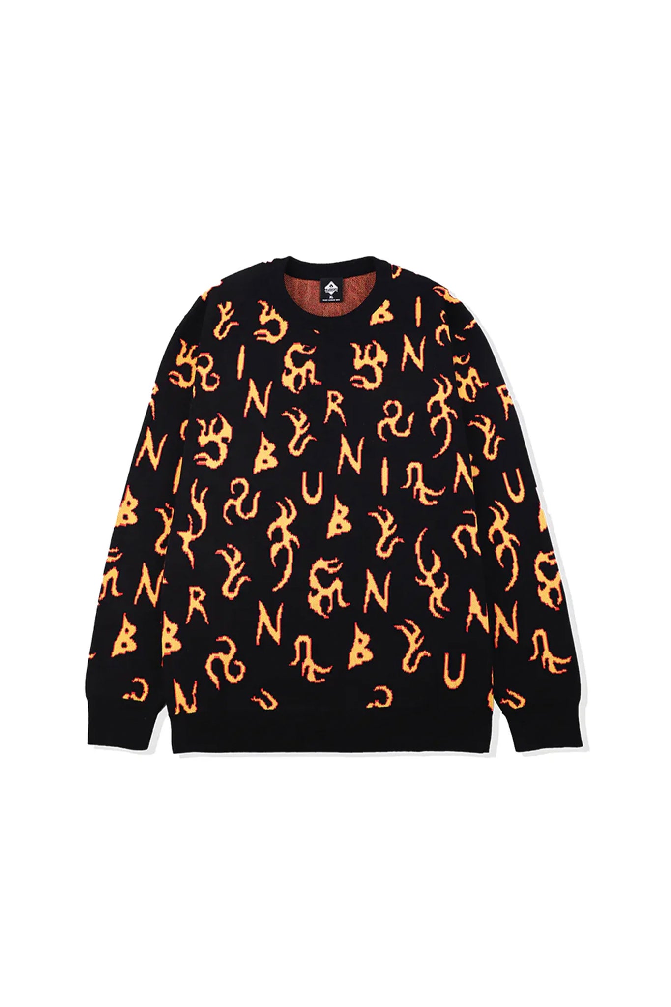 BURNIN * All-over Fire Print Sweater