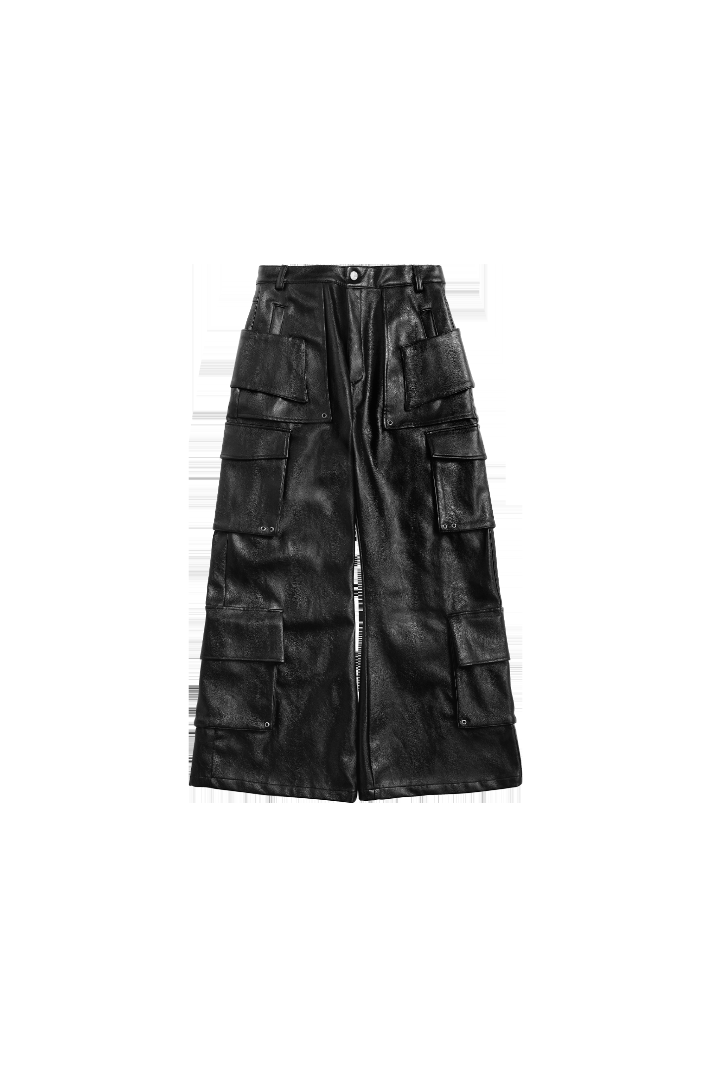 REBEL WAVE Multi-pocket Structured Cargo Leather Pants