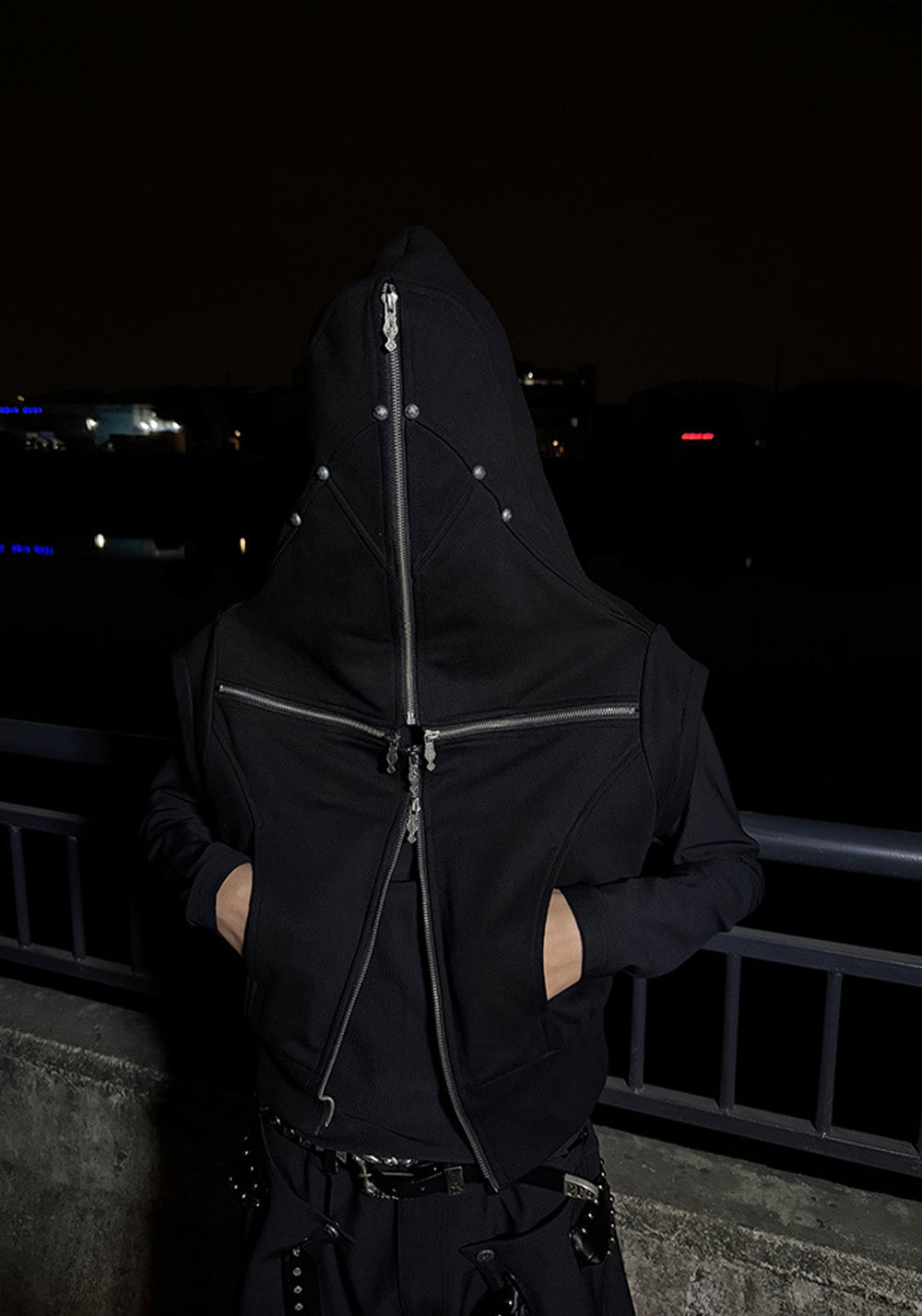 ATA NOTHINGNESS Crisscross Zip-Up Hooded Vest-Black - PSYLOS 1, ATA NOTHINGNESS Crisscross Zip-Up Hooded Vest-Black, Vest, ATA NOTHINGESS, PSYLOS 1