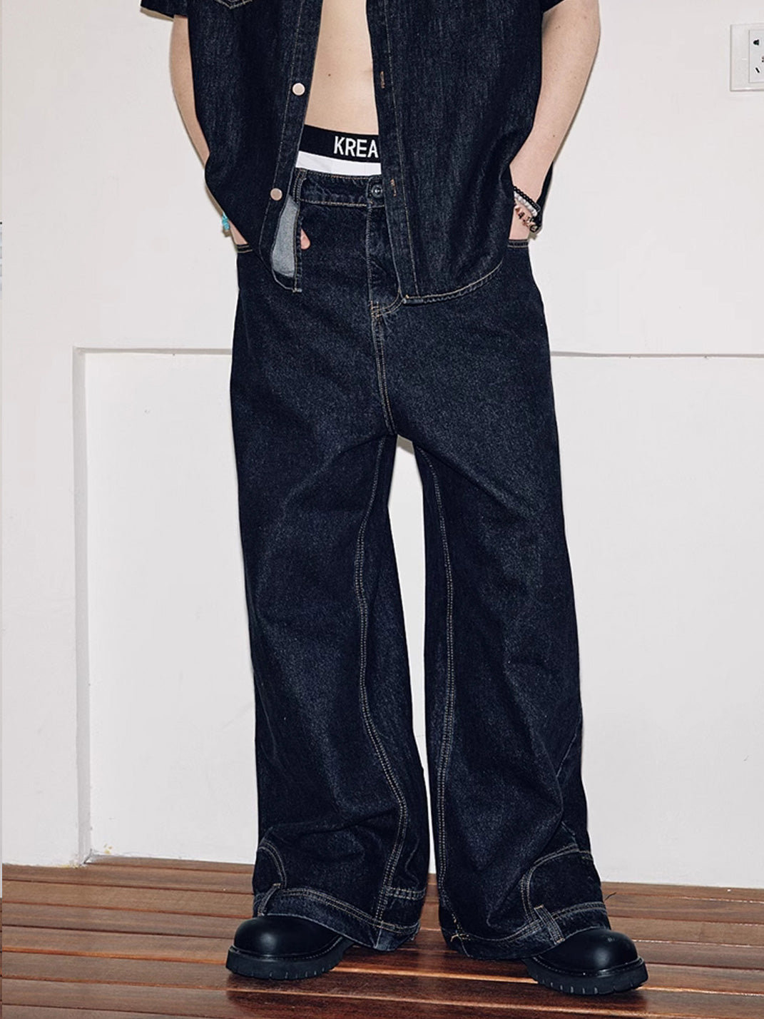 KREATE | Deconstruct Series Up-Side-Down Pocket Loose Fit Jeans - PSYLOS 1, KREATE | Deconstruct Series Up-Side-Down Pocket Loose Fit Jeans, Bottoms, KREATE, PSYLOS 1