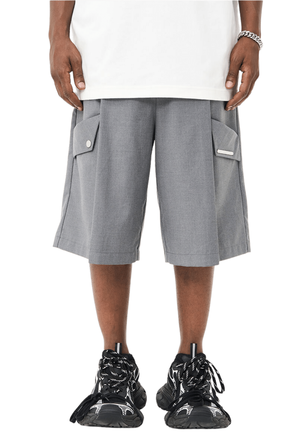 Irregular Pleated Buttons Suit Shorts - PSYLOS 1, Irregular Pleated Buttons Suit Shorts, Shorts, HARSH AND CRUEL, PSYLOS 1