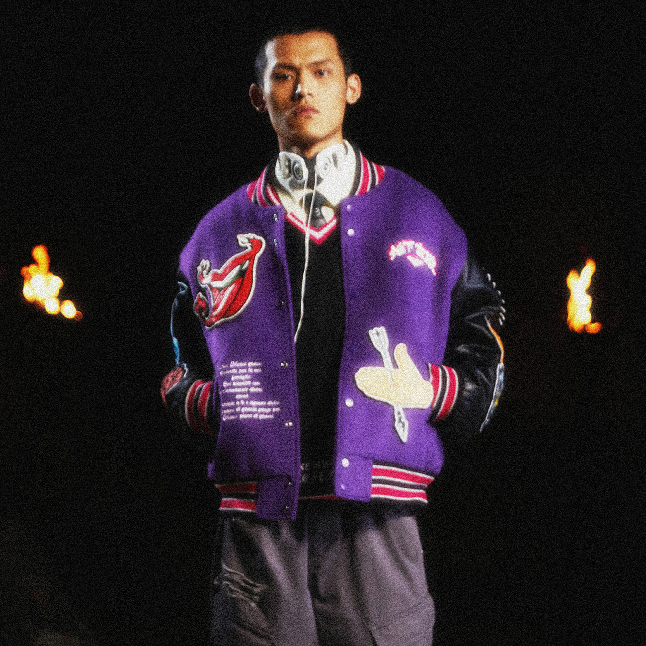 BURNIN* 11th Anniversary Underground Palace Velcro Patch Baseball Jacket - PSYLOS 1, BURNIN* 11th Anniversary Underground Palace Velcro Patch Baseball Jacket, Jacket, Burnin, PSYLOS 1