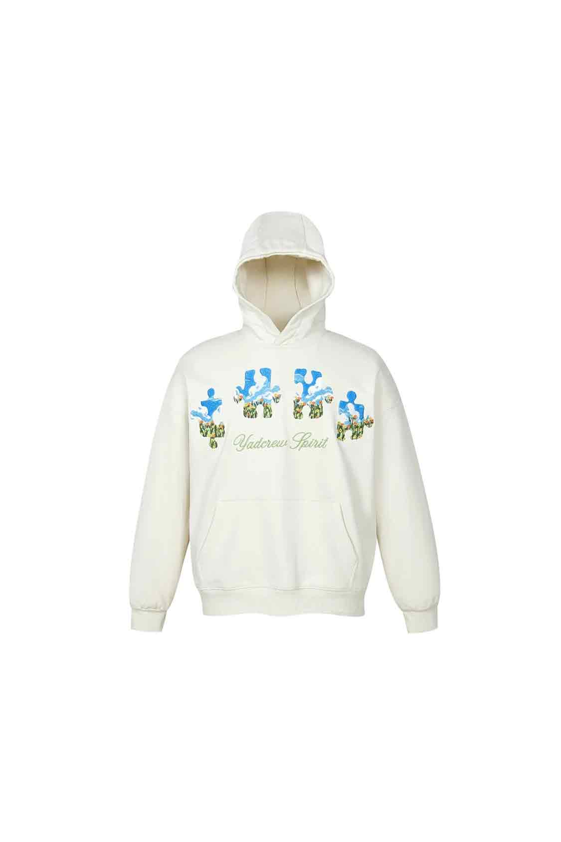 YADcrew | Blue Sky Flower Heavy Duty Needle Embroidery Jigsaw Hooded Sweatshirt - PSYLOS 1, YADcrew | Blue Sky Flower Heavy Duty Needle Embroidery Jigsaw Hooded Sweatshirt, Sweatshirts, YADcrew•JAPAN, PSYLOS 1