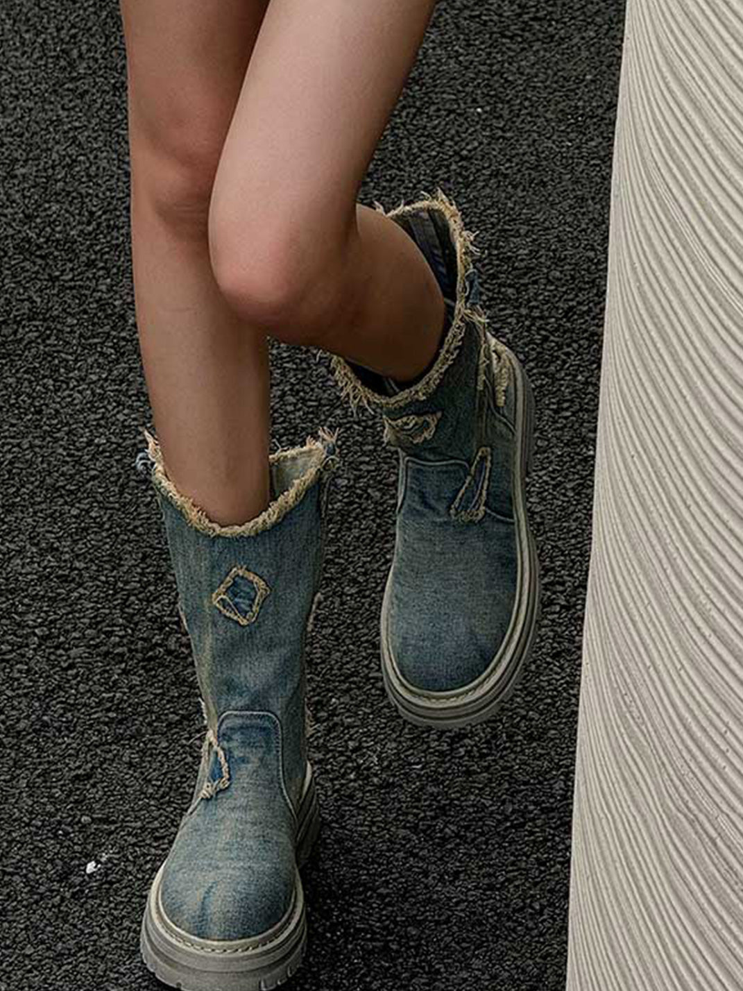 GSL | Washed Ripped Demin Platform Mid Boots - PSYLOS 1, GSL | Washed Ripped Demin Platform Mid Boots, Women's Shoes, GSL, PSYLOS 1