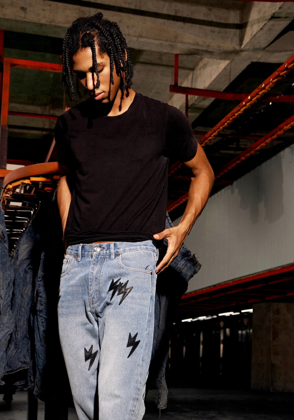 AMEXNOCAP丨Black Lightning Washed Jeans - PSYLOS 1, AMEXNOCAP丨Black Lightning Washed Jeans, Jeans, AMEXNOCAP, PSYLOS 1