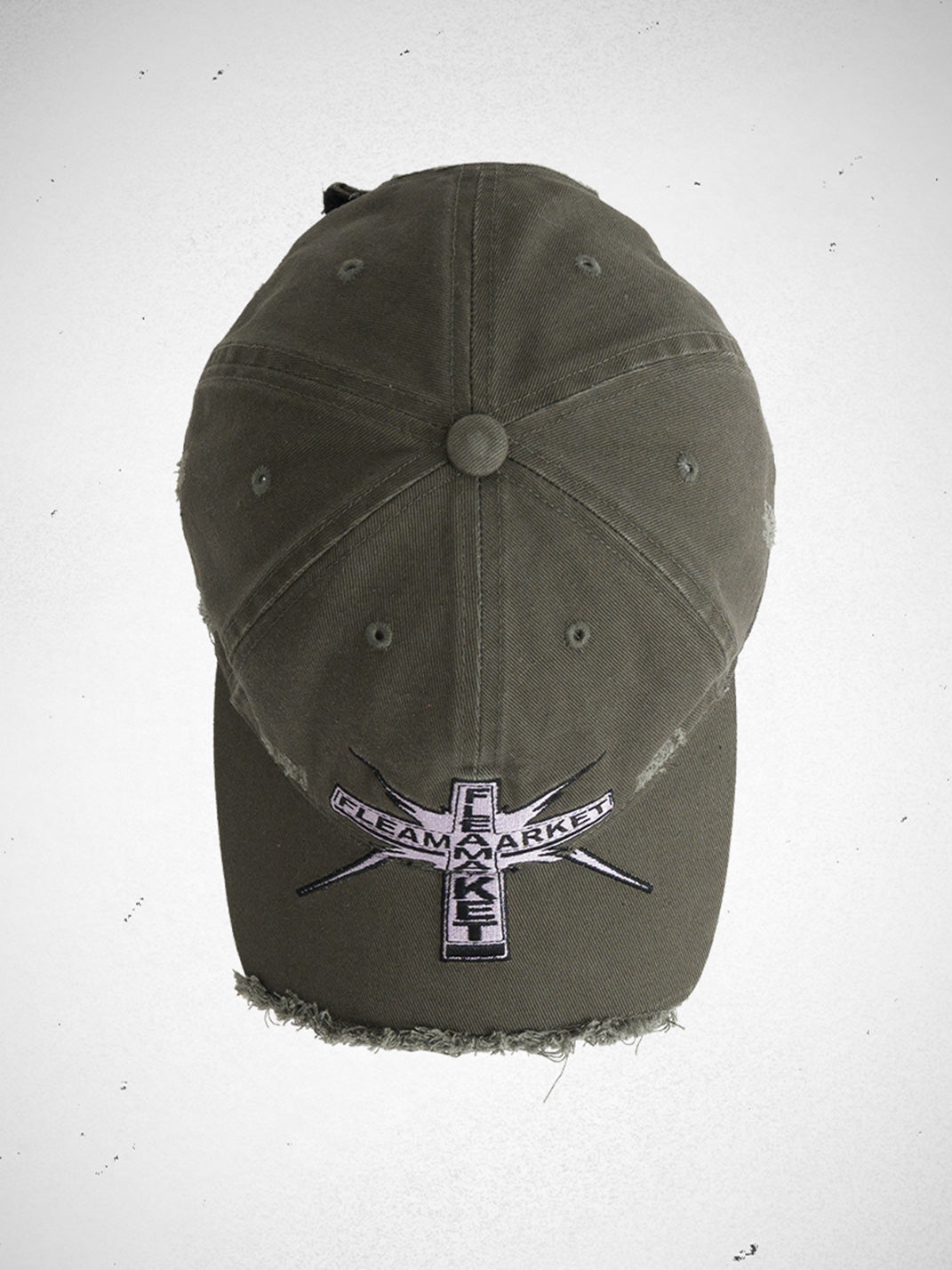 FLEAMARKET | Cross Patch Ripped Curve Brim Cap - PSYLOS 1, FLEAMARKET | Cross Patch Ripped Curve Brim Cap, Hats, FLEAMARKET, PSYLOS 1