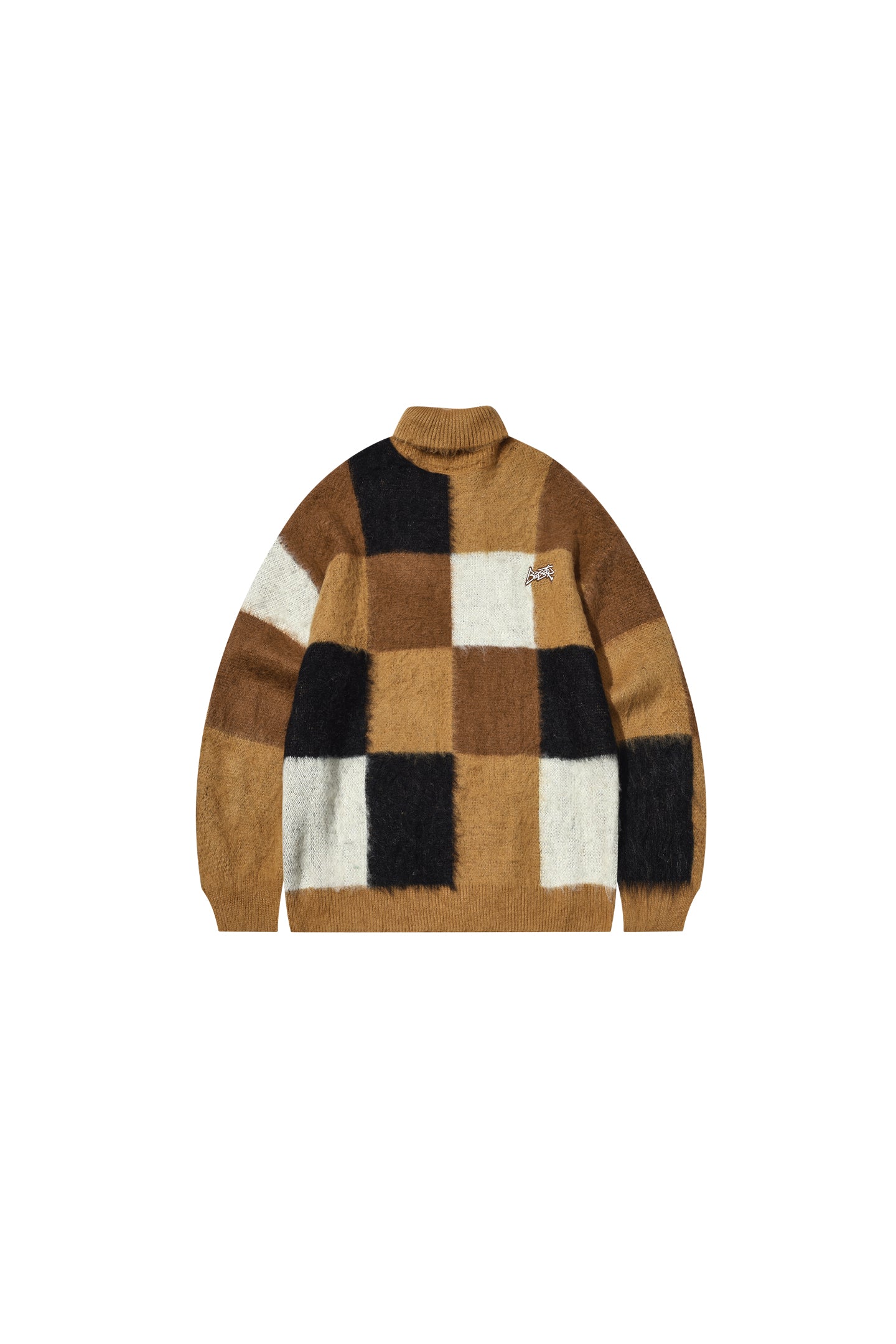 BEASTER Jacquard Checkered Turtleneck Sweater