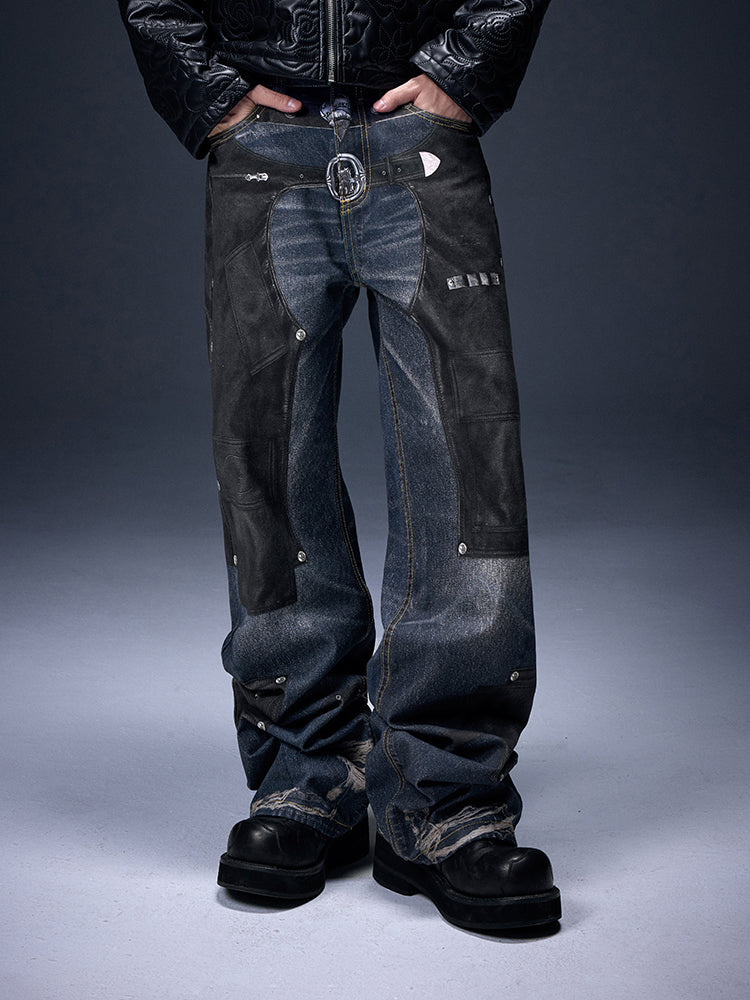 YADcrew丨Rivet Tie Leather Print Pants - PSYLOS 1, YADcrew丨Rivet Tie Leather Print Pants, Pants, YADcrew•JAPAN, PSYLOS 1