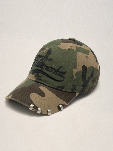 FLEAMARKET | Camo Pierced Ring Curve Brim Cap - PSYLOS 1, FLEAMARKET | Camo Pierced Ring Curve Brim Cap, Hats, FLEAMARKET, PSYLOS 1