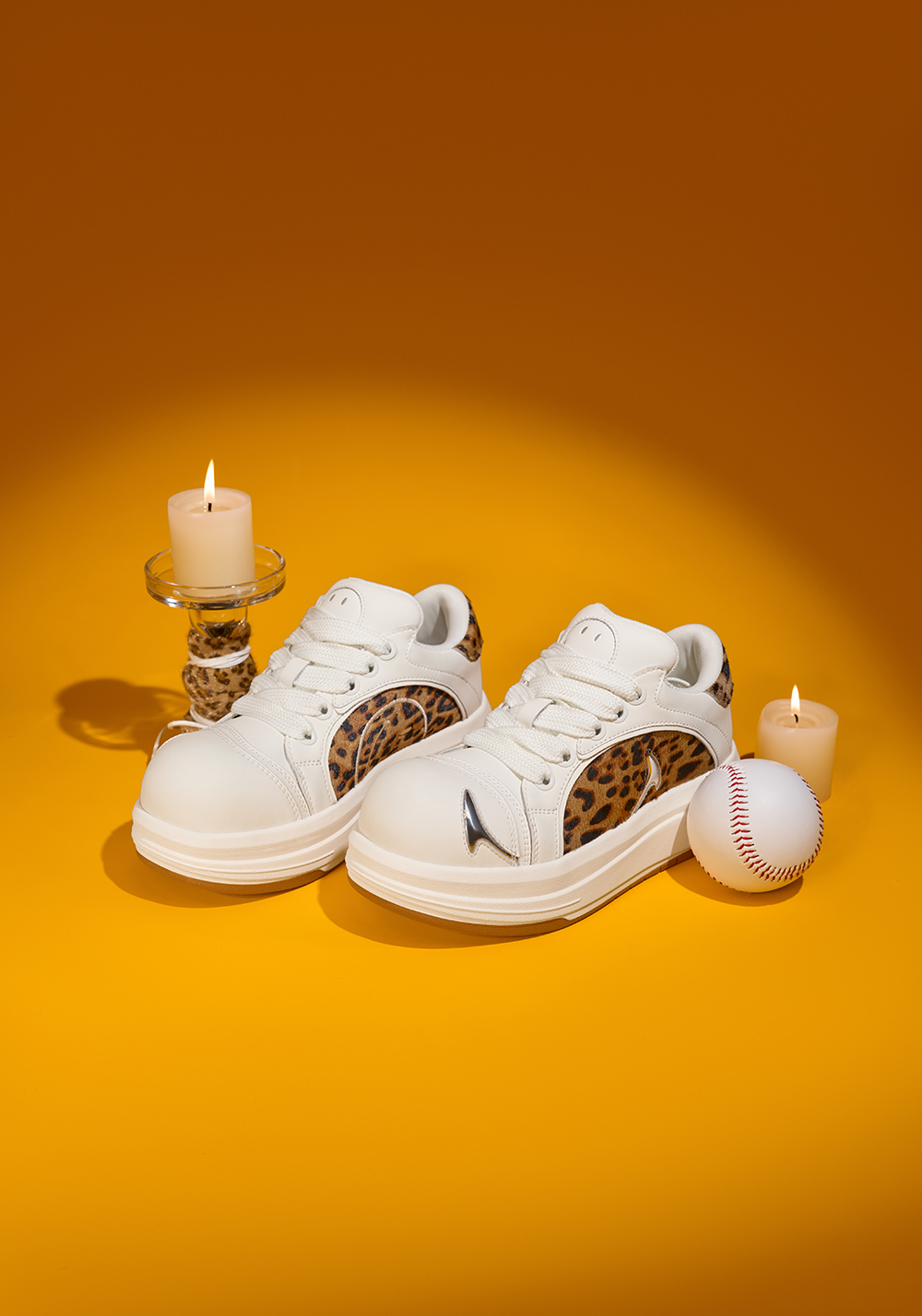 SMILEY丨Leopard Print Patchwork Series-White - PSYLOS 1, SMILEY丨Leopard Print Patchwork Series-White, Chunky Sneakers, SMILEY•JAPAN, PSYLOS 1