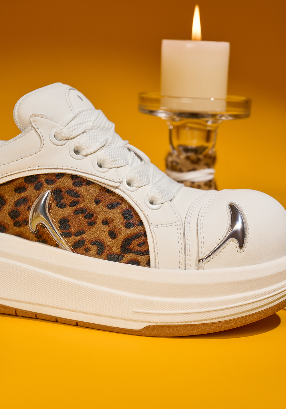 SMILEY丨Leopard Print Patchwork Series-White - PSYLOS 1, SMILEY丨Leopard Print Patchwork Series-White, Chunky Sneakers, SMILEY•JAPAN, PSYLOS 1