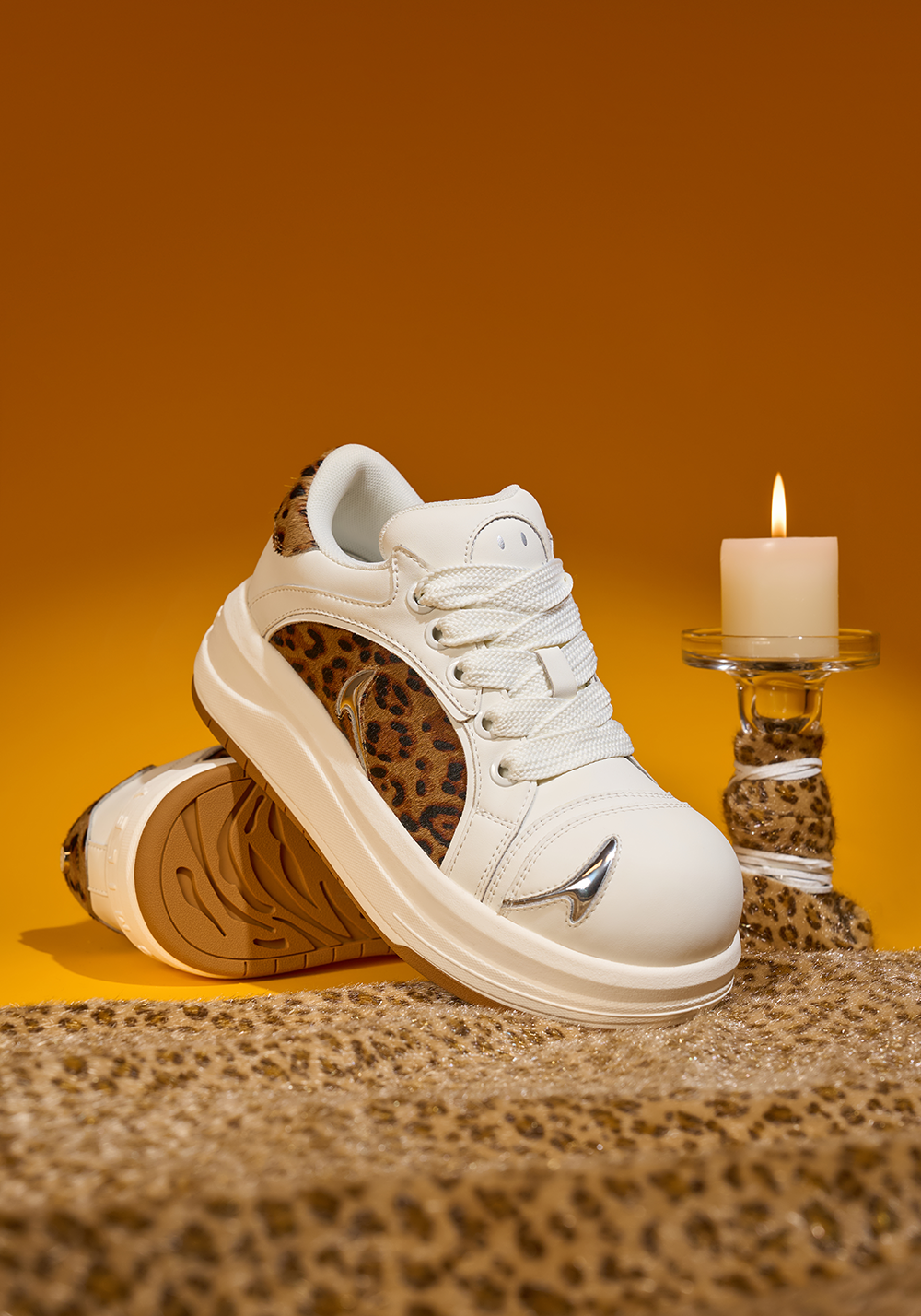 SMILEY丨Leopard Print Patchwork Series-White - PSYLOS 1, SMILEY丨Leopard Print Patchwork Series-White, Chunky Sneakers, SMILEY•JAPAN, PSYLOS 1