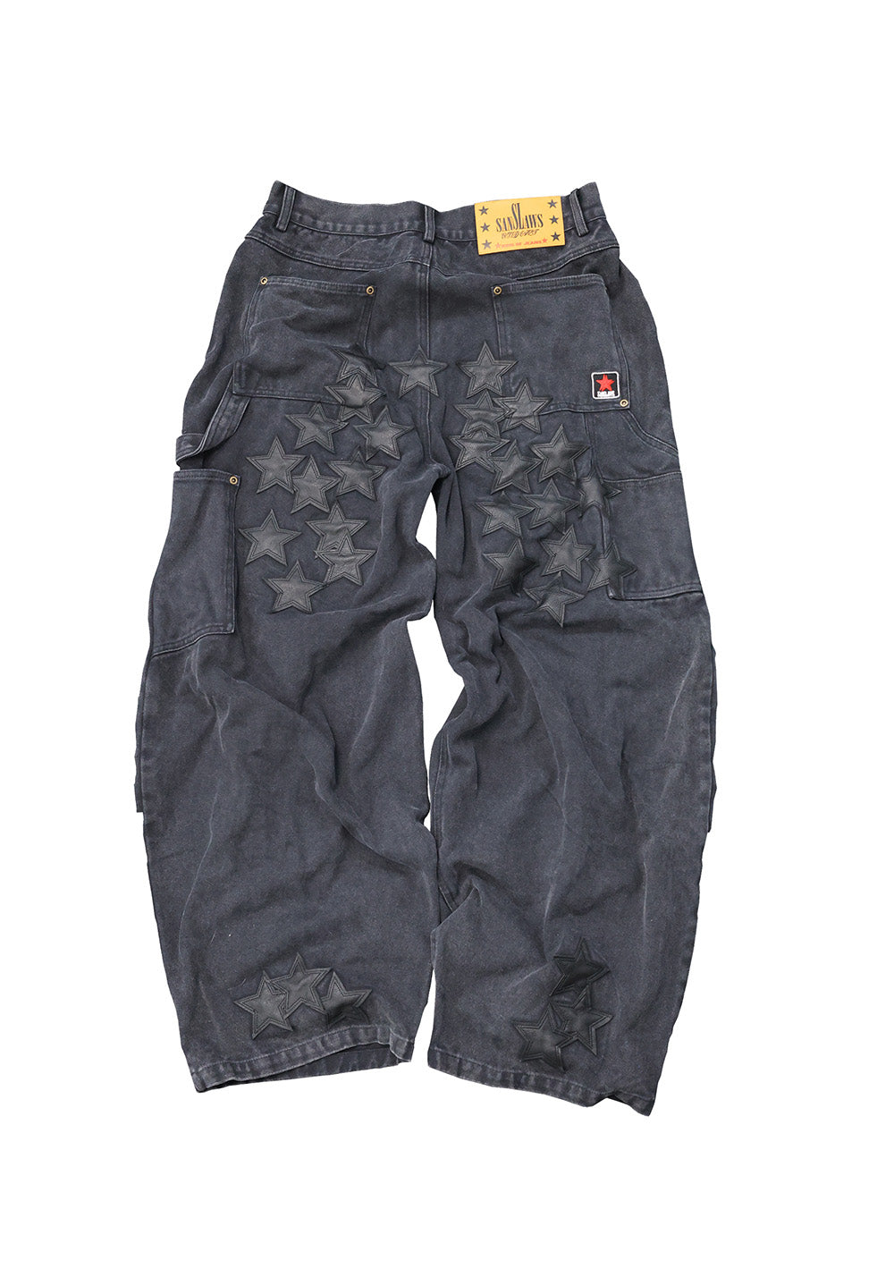 SANSLAWS丨Torn Faux-Leather Panel Logger Pants - PSYLOS 1, SANSLAWS丨Torn Faux-Leather Panel Logger Pants, Pants, SANSLAWS, PSYLOS 1