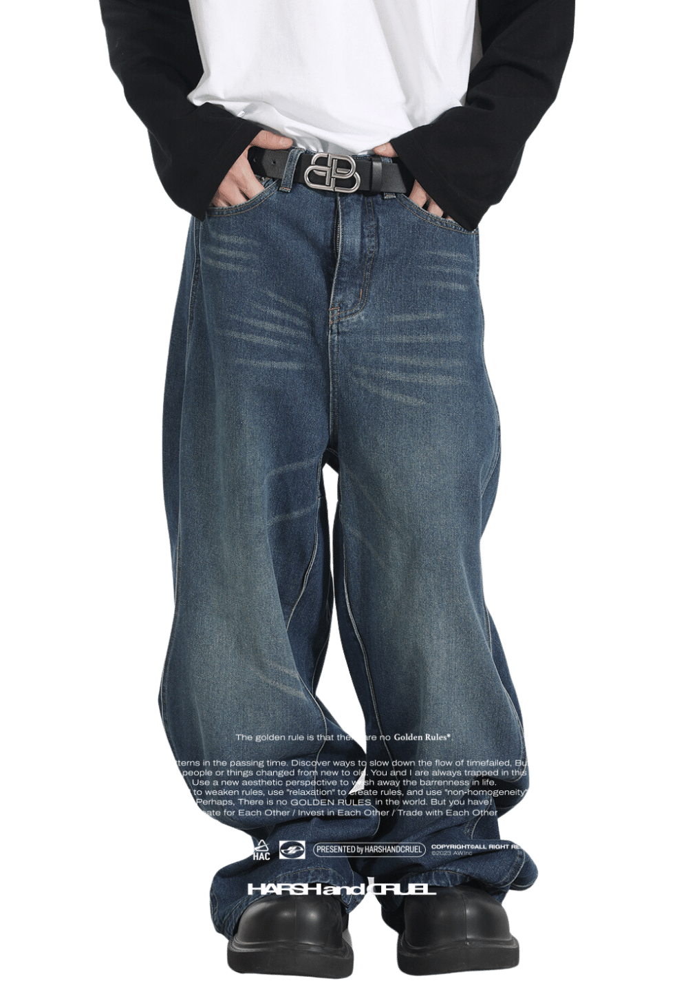 Embroidered Distressed Jeans - PSYLOS 1, Embroidered Distressed Jeans, Pants, HARSH AND CRUEL, PSYLOS 1