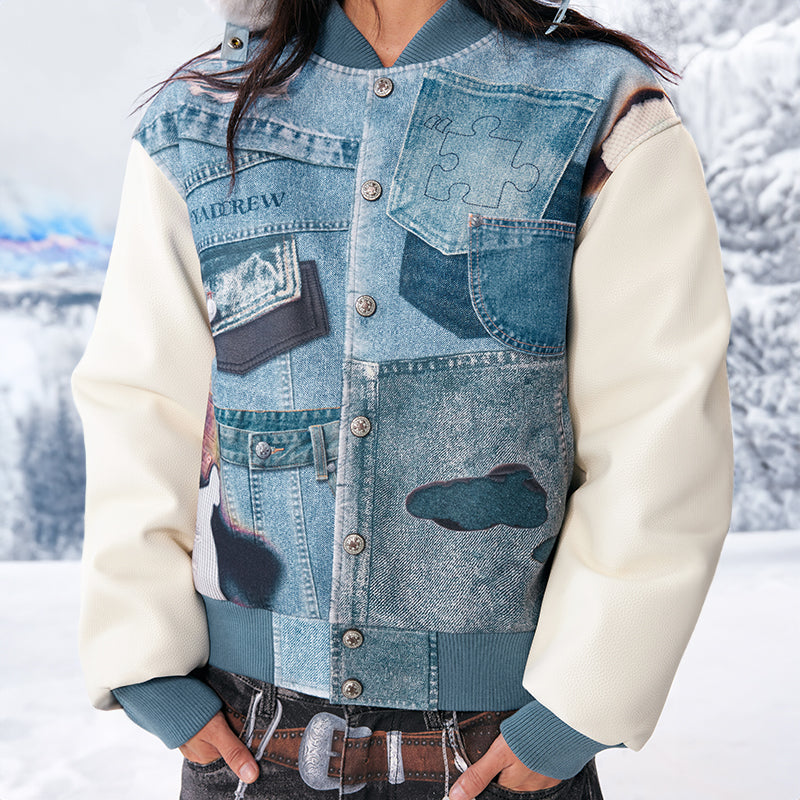 YADcrew丨American Street Style Denim Printed Sandwich Cotton Baseball Jacket - PSYLOS 1, YADcrew丨American Street Style Denim Printed Sandwich Cotton Baseball Jacket, Jacket, YADcrew•JAPAN, PSYLOS 1