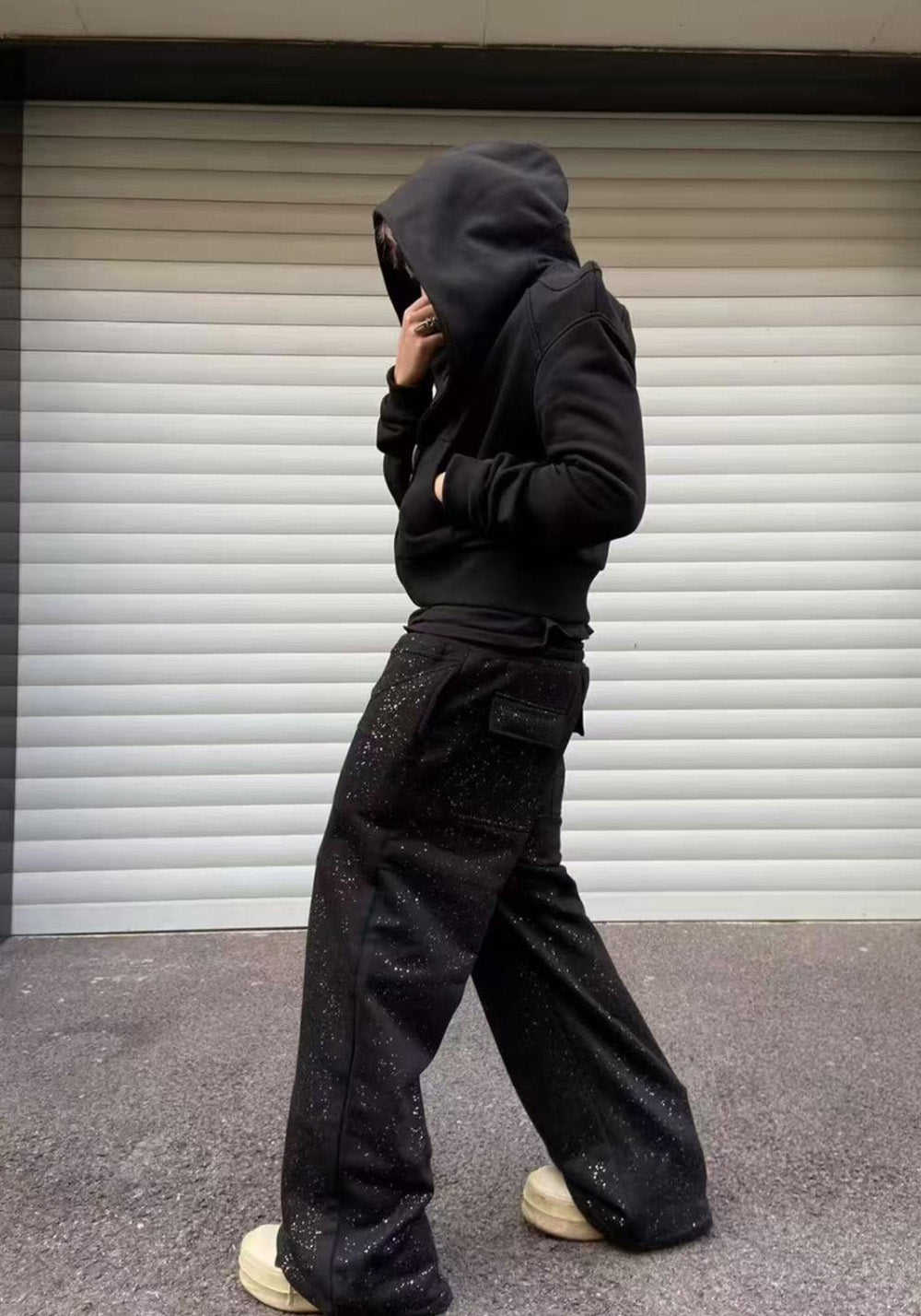 Disark│Silver Glitter Pentagram Sweatpants - PSYLOS 1, Disark│Silver Glitter Pentagram Sweatpants, Pants, Disark, PSYLOS 1