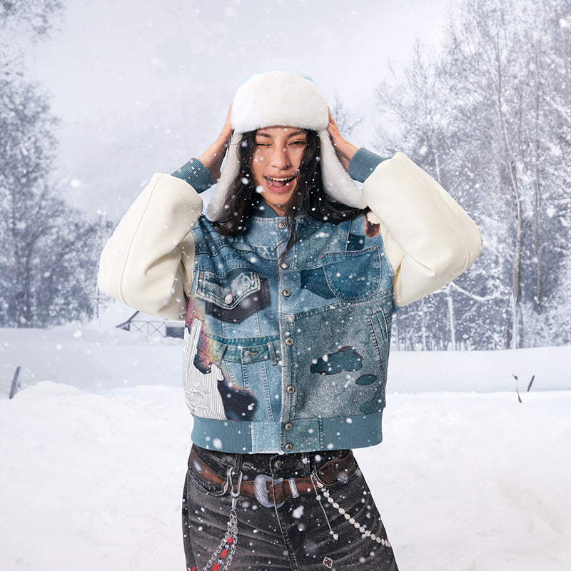 YADcrew丨American Street Style Denim Printed Sandwich Cotton Baseball Jacket - PSYLOS 1, YADcrew丨American Street Style Denim Printed Sandwich Cotton Baseball Jacket, Jacket, YADcrew•JAPAN, PSYLOS 1