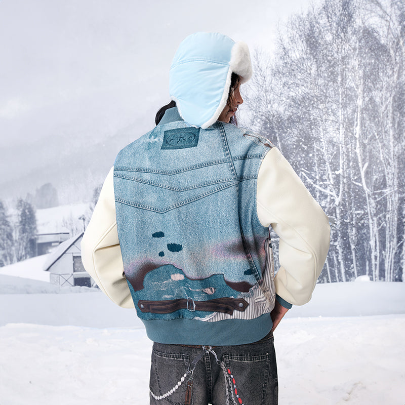 YADcrew丨American Street Style Denim Printed Sandwich Cotton Baseball Jacket - PSYLOS 1, YADcrew丨American Street Style Denim Printed Sandwich Cotton Baseball Jacket, Jacket, YADcrew•JAPAN, PSYLOS 1