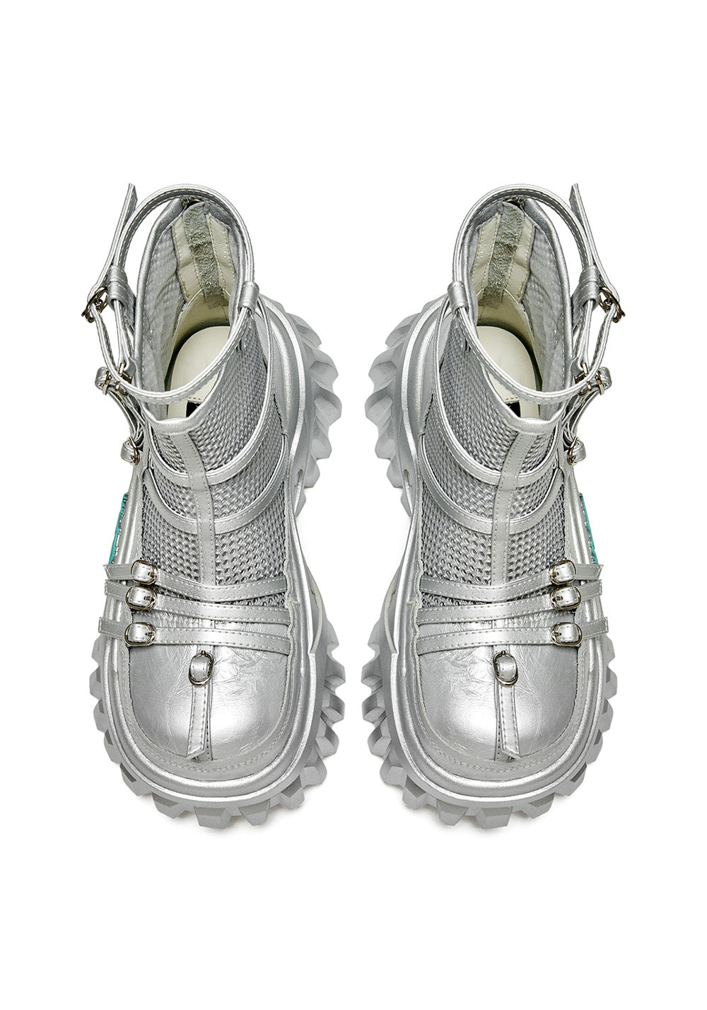 XMZY | Lace Mesh Combat Boots-Silver - PSYLOS 1, XMZY | Lace Mesh Combat Boots-Silver, Boots, XMZY•JAPAN, PSYLOS 1