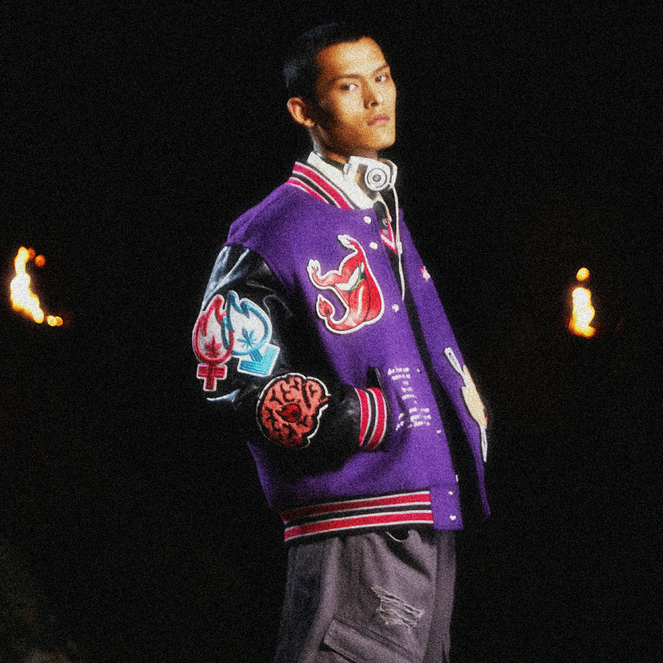 BURNIN* 11th Anniversary Underground Palace Velcro Patch Baseball Jacket - PSYLOS 1, BURNIN* 11th Anniversary Underground Palace Velcro Patch Baseball Jacket, Jacket, Burnin, PSYLOS 1