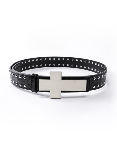 REBEL WAVE丨"╋" Cracked Leather Rivet Belt