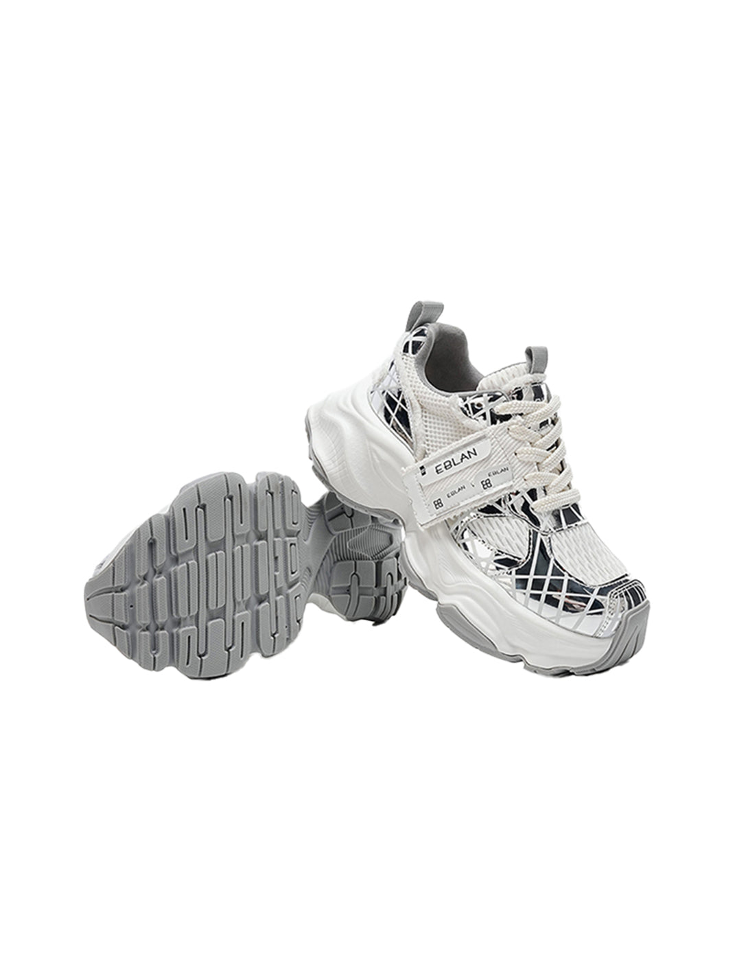 EBLAN | Silver Chunky Mesh Joggers Street Style - PSYLOS 1, EBLAN | Silver Chunky Mesh Joggers Street Style, Shoes, EBLAN, PSYLOS 1