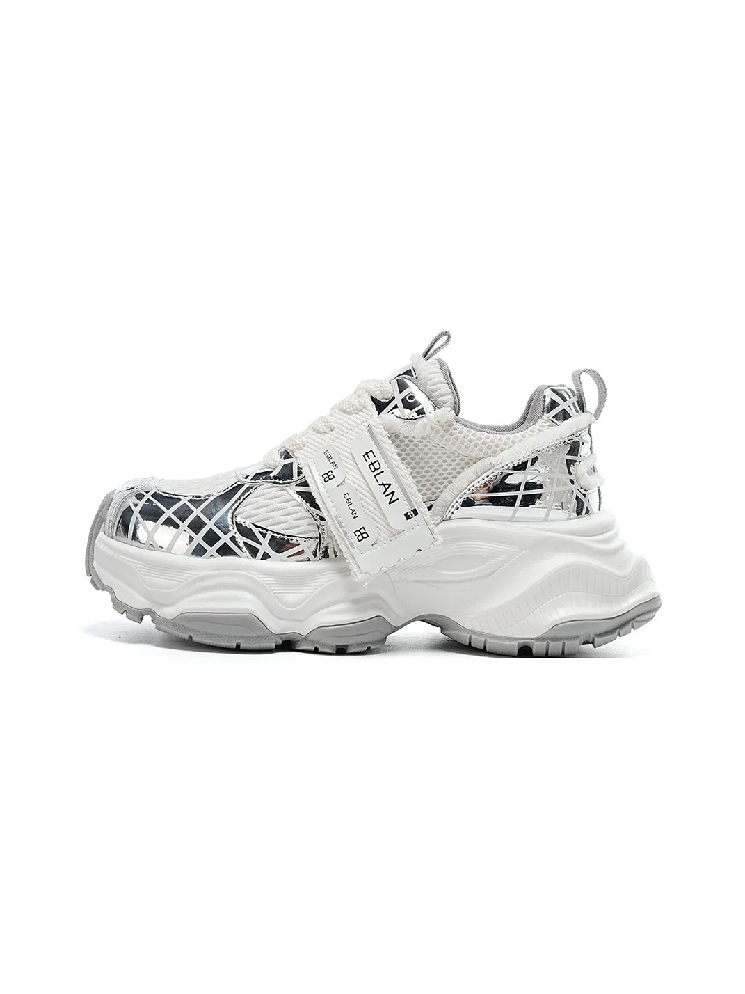 EBLAN | Silver Chunky Mesh Joggers Street Style - PSYLOS 1, EBLAN | Silver Chunky Mesh Joggers Street Style, Shoes, EBLAN, PSYLOS 1