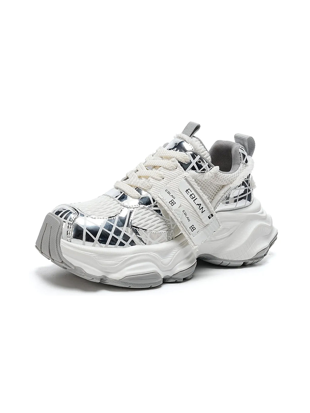 EBLAN | Silver Chunky Mesh Joggers Street Style - PSYLOS 1, EBLAN | Silver Chunky Mesh Joggers Street Style, Shoes, EBLAN, PSYLOS 1
