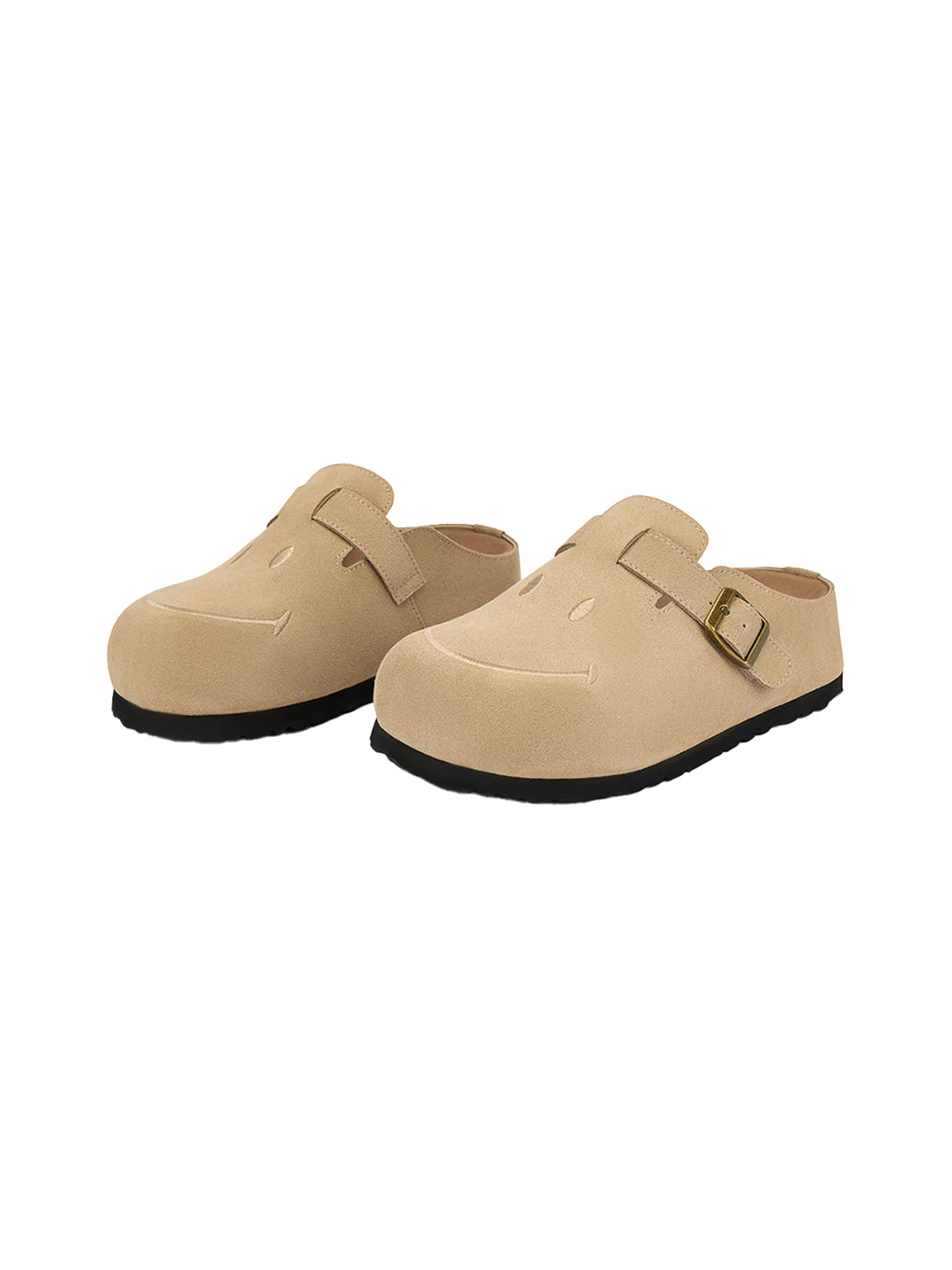 SMILEY | Smiley Platform Slip-On Buckle Slides-Beige - PSYLOS 1, SMILEY | Smiley Platform Slip-On Buckle Slides-Beige, Slippers, SMILEY•JAPAN, PSYLOS 1
