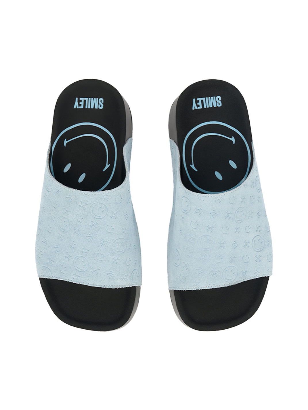 SMILEY | Blue Monogram Platform Slide Sandals - PSYLOS 1, SMILEY | Blue Monogram Platform Slide Sandals, Slippers, SMILEY•JAPAN, PSYLOS 1