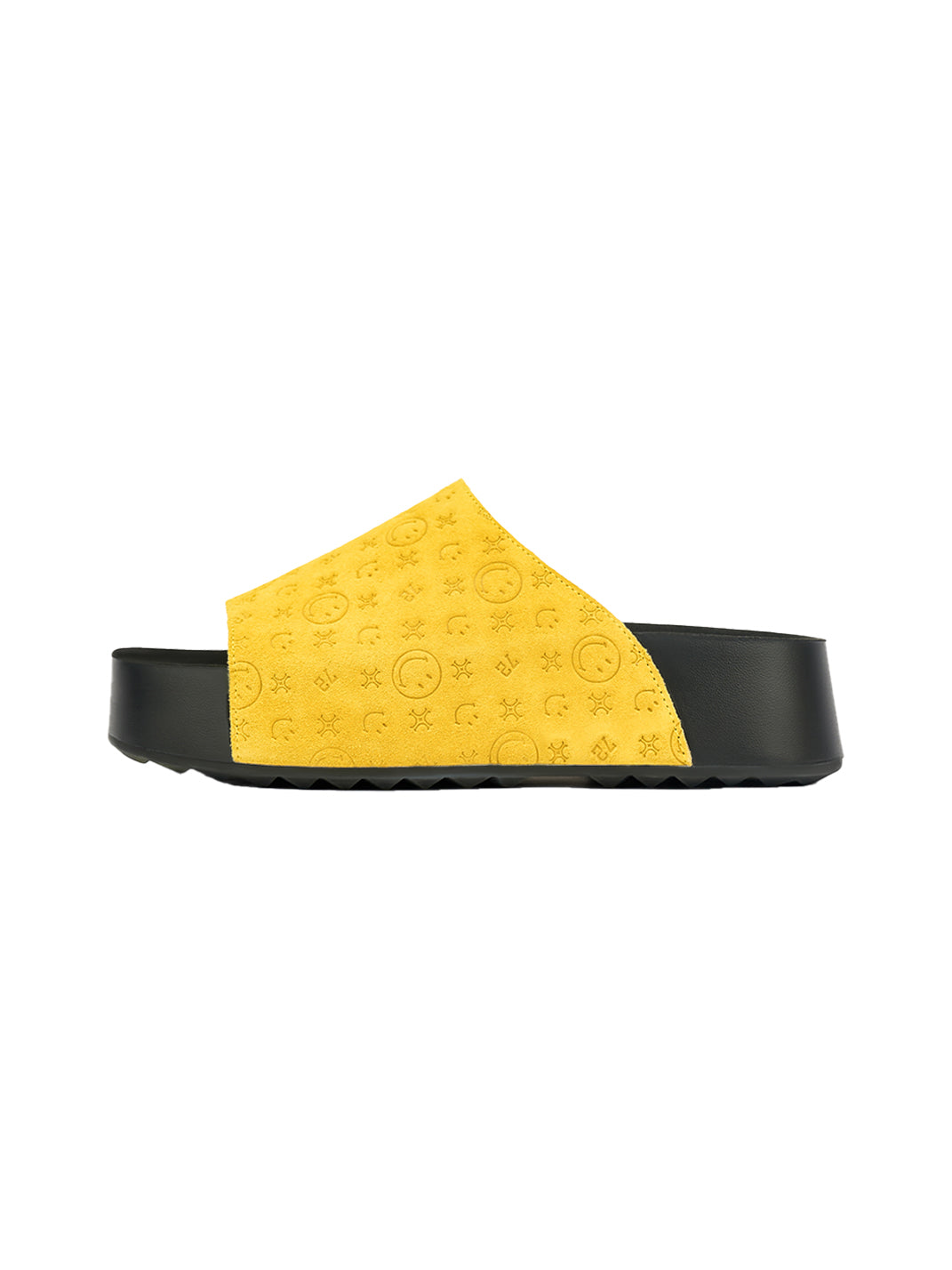 SMILEY | Yellow Monogram Platform Slide Sandals - PSYLOS 1, SMILEY | Yellow Monogram Platform Slide Sandals, Slippers, SMILEY•JAPAN, PSYLOS 1