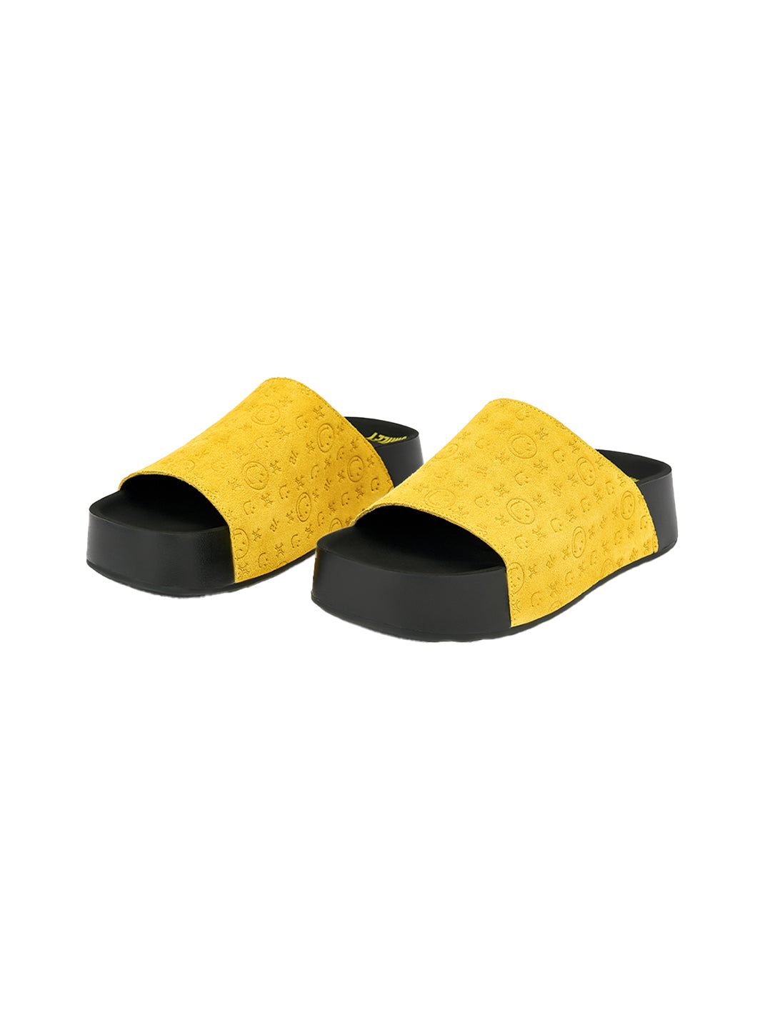 SMILEY | Yellow Monogram Platform Slide Sandals - PSYLOS 1, SMILEY | Yellow Monogram Platform Slide Sandals, Slippers, SMILEY•JAPAN, PSYLOS 1