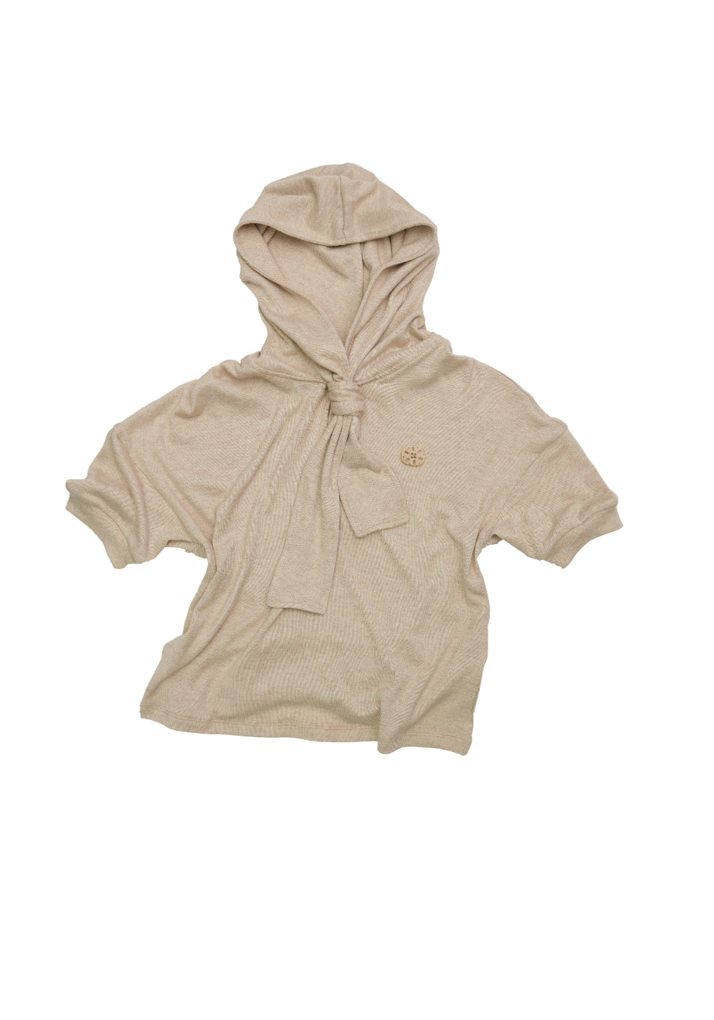 NyDkyel丨Tie-Neck Hooded Knit Top-Beige - PSYLOS 1, NyDkyel丨Tie-Neck Hooded Knit Top-Beige, Hoodie, NyDkyel, PSYLOS 1