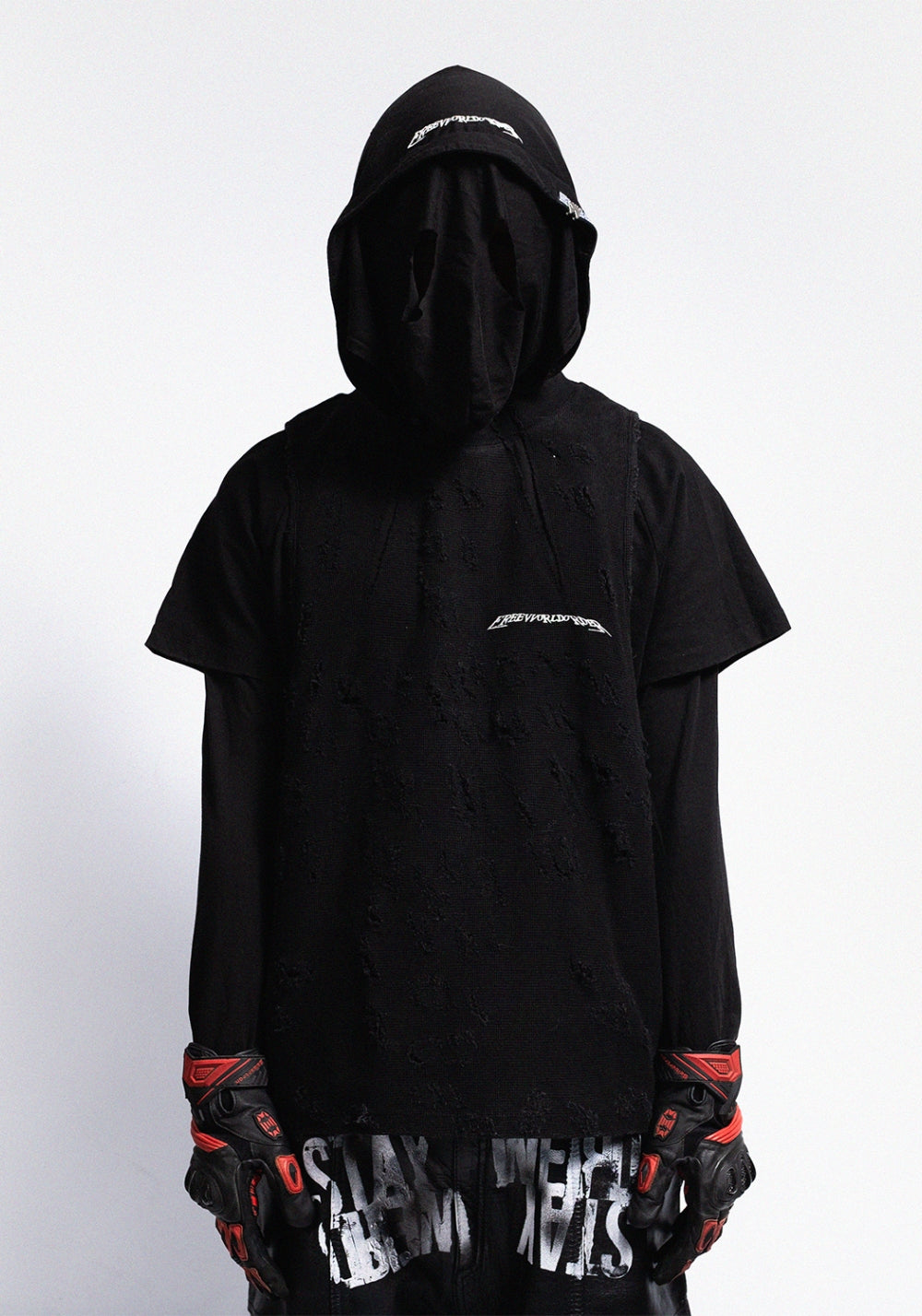 FVVO丨Broken hole three piece top set-Black - PSYLOS 1, FVVO丨Broken hole three piece top set-Black, Top, FREE WORLD ORDER, PSYLOS 1