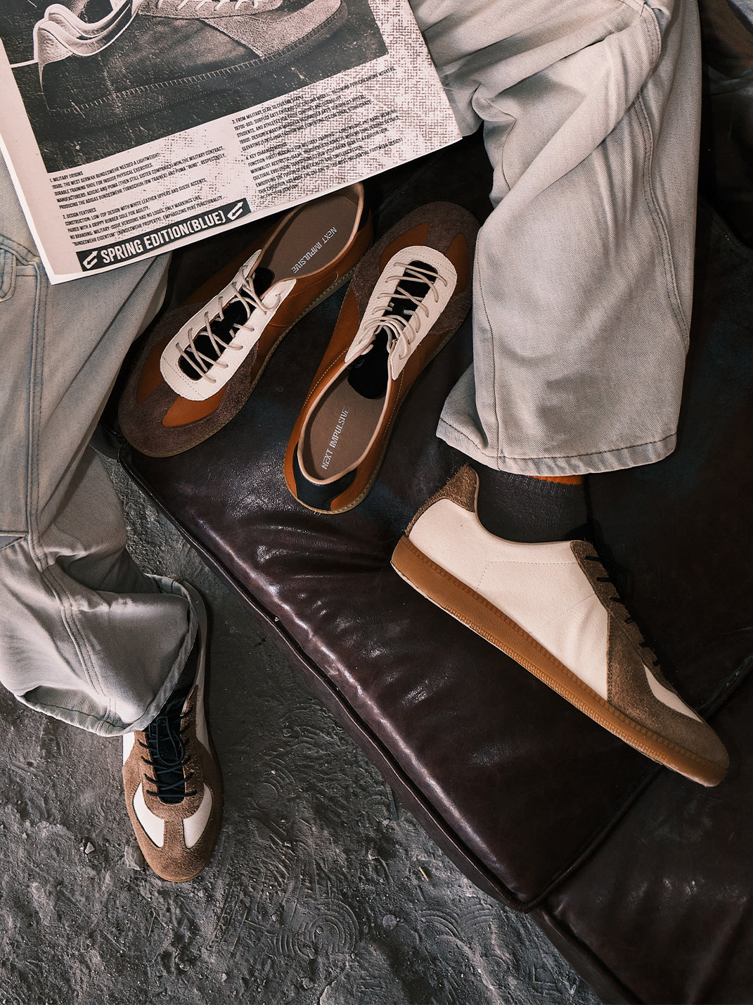 NEXT IMPULSIVE丨Halo Retro Sneakers - Spring Edition(White&Brown) - PSYLOS 1, NEXT IMPULSIVE丨Halo Retro Sneakers - Spring Edition(White&Brown), Retro Trainers, NEXT IMPULSIVE•JAPAN, PSYLOS 1