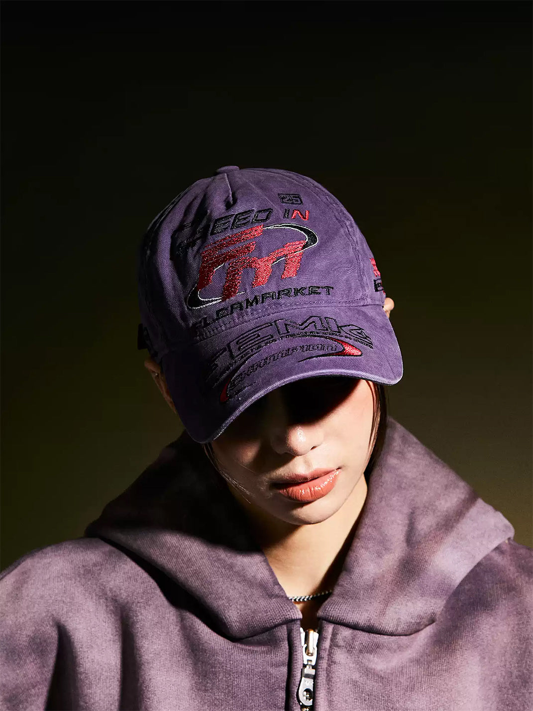 FLEAMARKET | "Speed In FM" Stitchwork Racing Curve Brim Cap - PSYLOS 1, FLEAMARKET | "Speed In FM" Stitchwork Racing Curve Brim Cap, Accessories, FLEAMARKET, PSYLOS 1