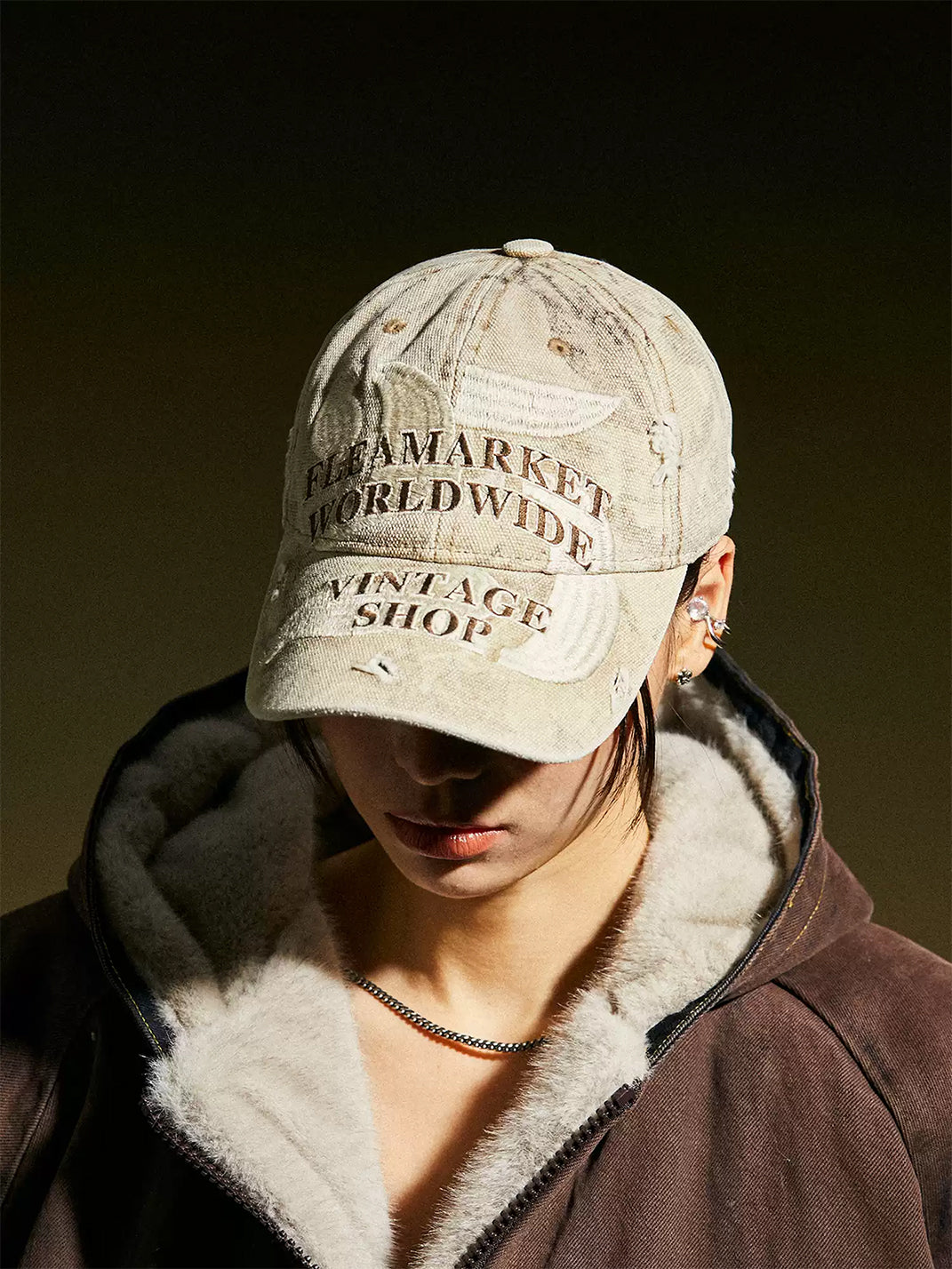 FLEAMARKET | "Worldwide" 25 Washed Curve Brim Baseball Cap - PSYLOS 1, FLEAMARKET | "Worldwide" 25 Washed Curve Brim Baseball Cap, Accessories, FLEAMARKET, PSYLOS 1