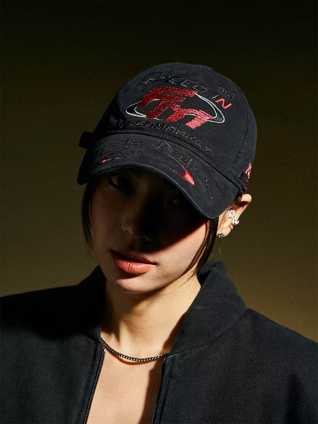 FLEAMARKET | "Speed In FM" Stitchwork Racing Curve Brim Cap - PSYLOS 1, FLEAMARKET | "Speed In FM" Stitchwork Racing Curve Brim Cap, Accessories, FLEAMARKET, PSYLOS 1