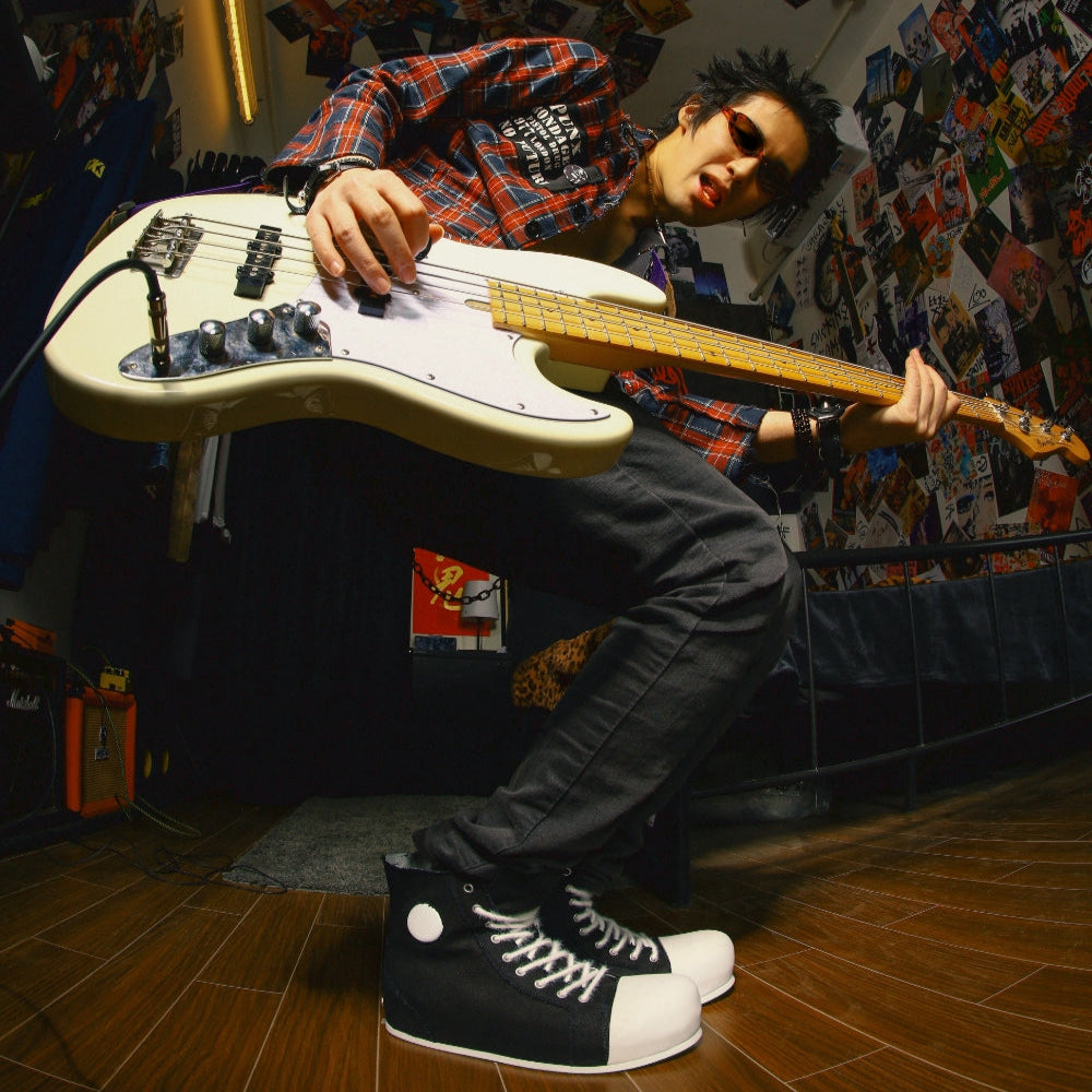 FVVO丨R/F 2.0 “ Chaos NOISE ”Canvas boots-Black&White - PSYLOS 1, FVVO丨R/F 2.0 “ Chaos NOISE ”Canvas boots-Black&White, Boots, FVVO&ROCKSTA•JAPAN, PSYLOS 1