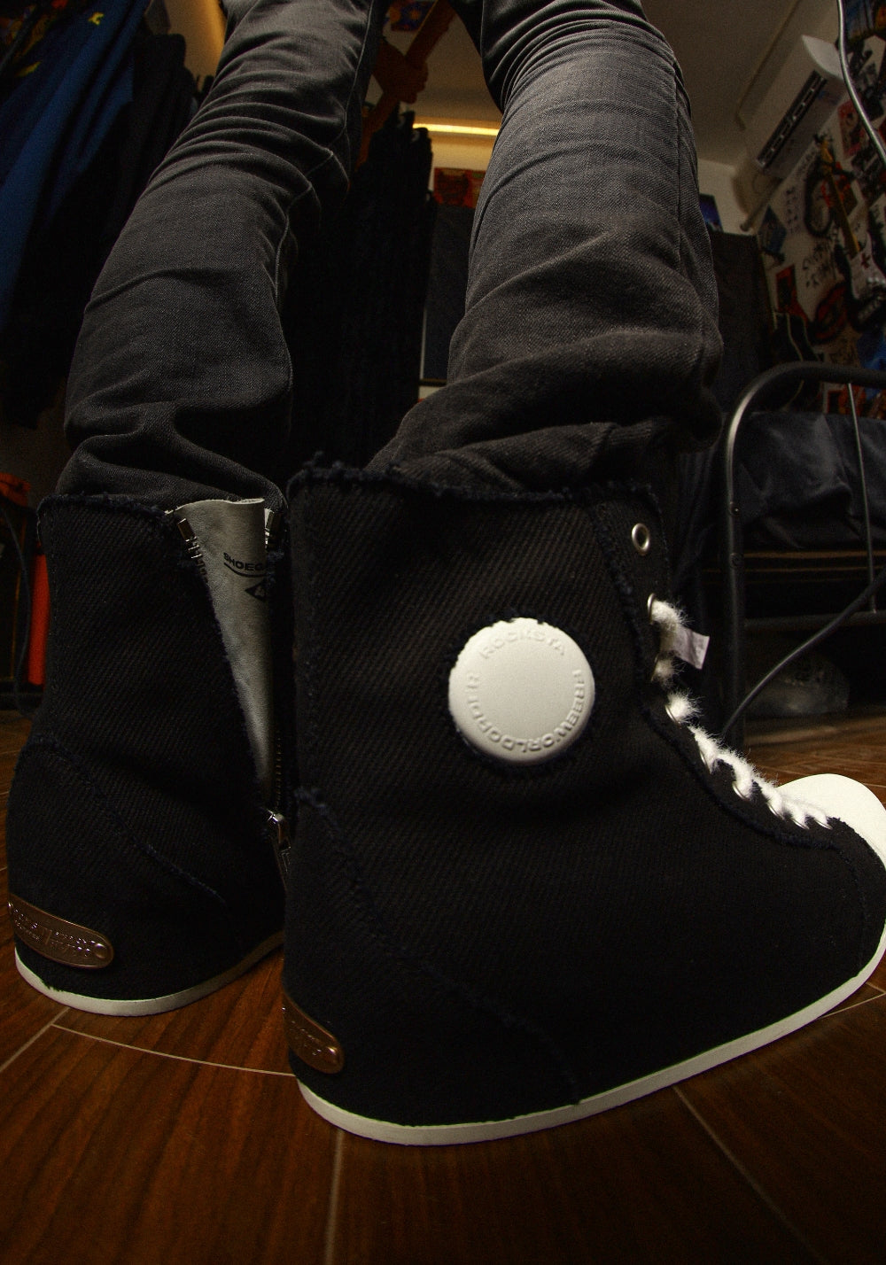 FVVO丨R/F 2.0 “ Chaos NOISE ”Canvas boots-Black&White - PSYLOS 1, FVVO丨R/F 2.0 “ Chaos NOISE ”Canvas boots-Black&White, Boots, FVVO&ROCKSTA•JAPAN, PSYLOS 1