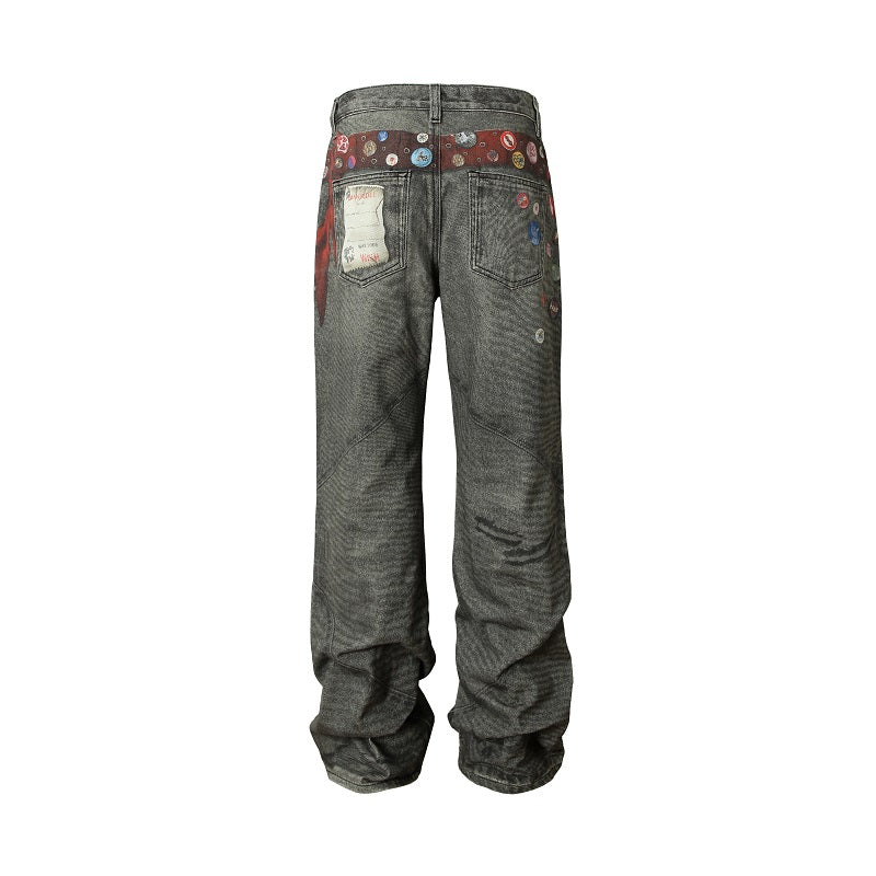 YADcrew | Easter Egg LOGO Detail 3D Printed Jeans - PSYLOS 1, YADcrew | Easter Egg LOGO Detail 3D Printed Jeans, Pants, YADcrew•JAPAN, PSYLOS 1