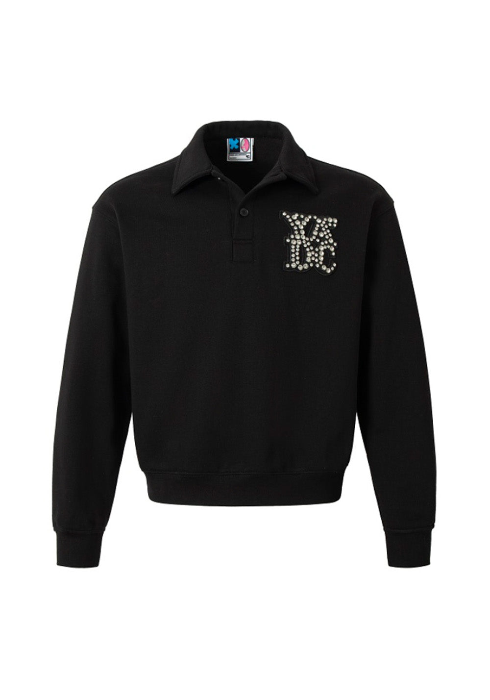 YADcrew丨Crystal-Embellished Unisex Polo Sweatshirt-Black - PSYLOS 1, YADcrew丨Crystal-Embellished Unisex Polo Sweatshirt-Black, Polo Shirt, YADcrew, PSYLOS 1
