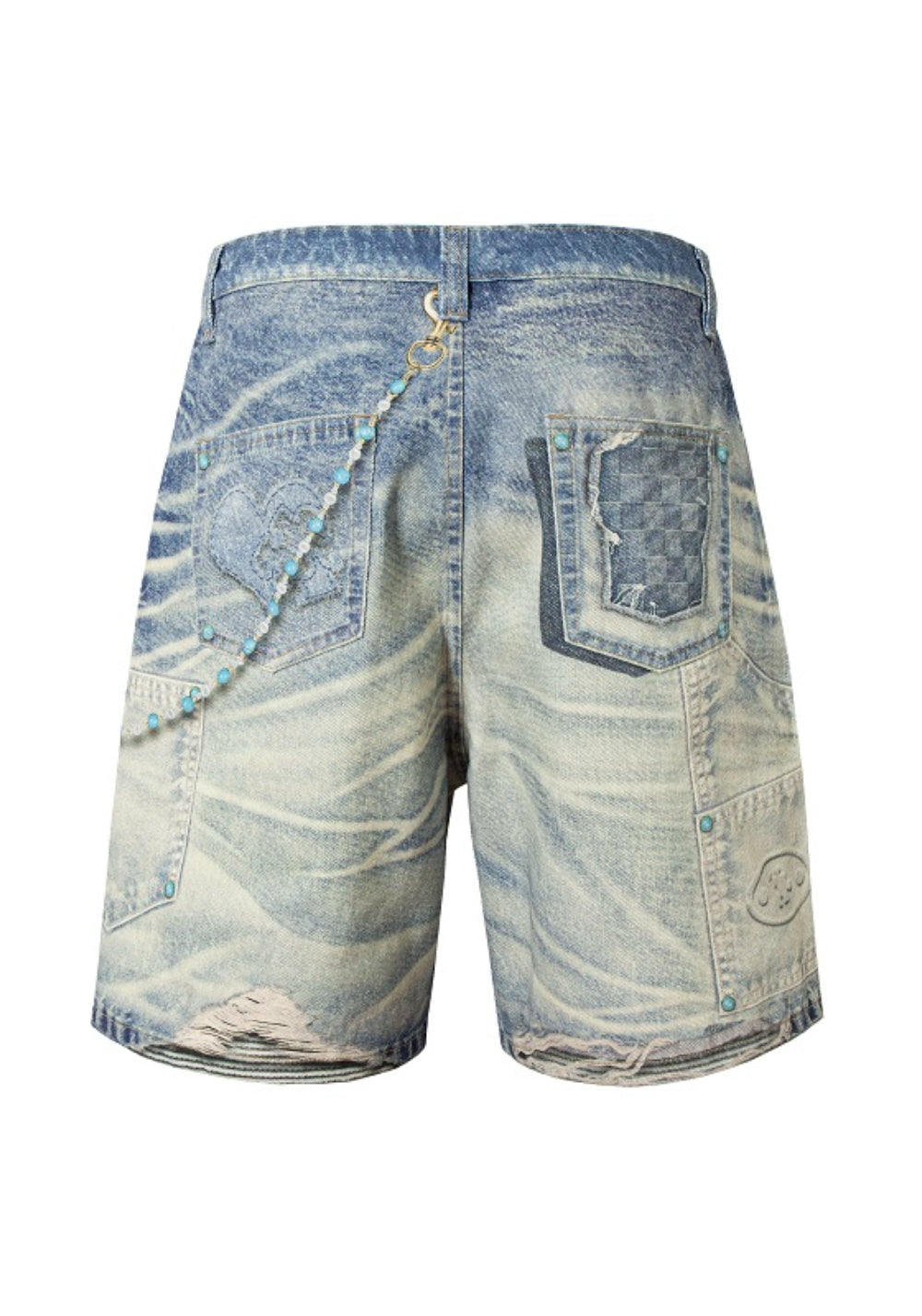 YADcrew丨YADcrew Turquoise Print Denim Shorts - PSYLOS 1, YADcrew丨YADcrew Turquoise Print Denim Shorts, Shorts, YADcrew•JAPAN, PSYLOS 1