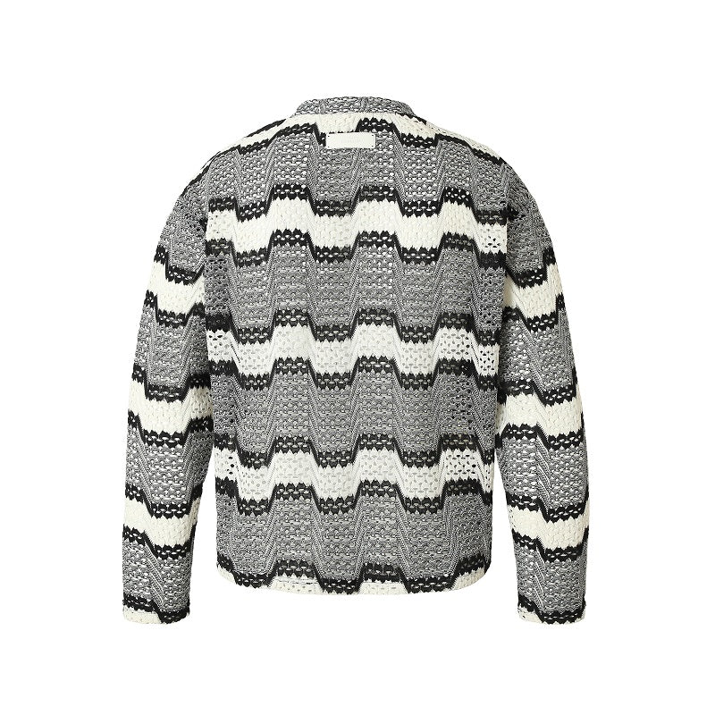 YADcrew丨Cutout Geometric Stripe Henley Collar Long Sleeve - PSYLOS 1, YADcrew丨Cutout Geometric Stripe Henley Collar Long Sleeve, Sweater, YADcrew•JAPAN, PSYLOS 1