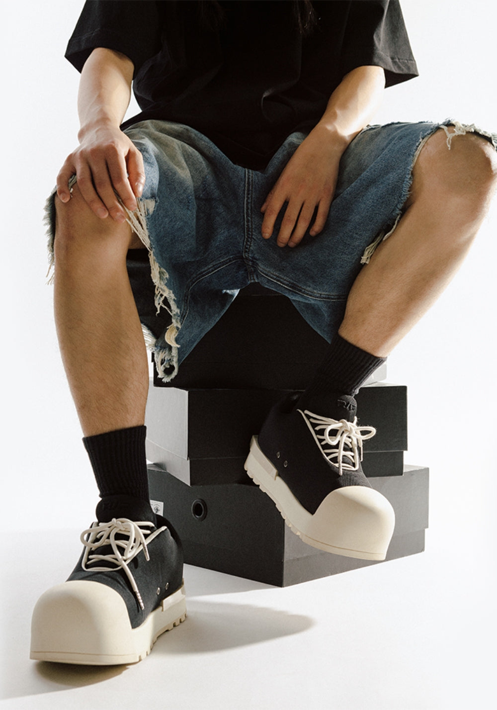 FVVO丨THICK SOLED LOW BOOTS-Black&White - PSYLOS 1, FVVO丨THICK SOLED LOW BOOTS-Black&White, Boots, FVVO&ROCKSTA•JAPAN, PSYLOS 1