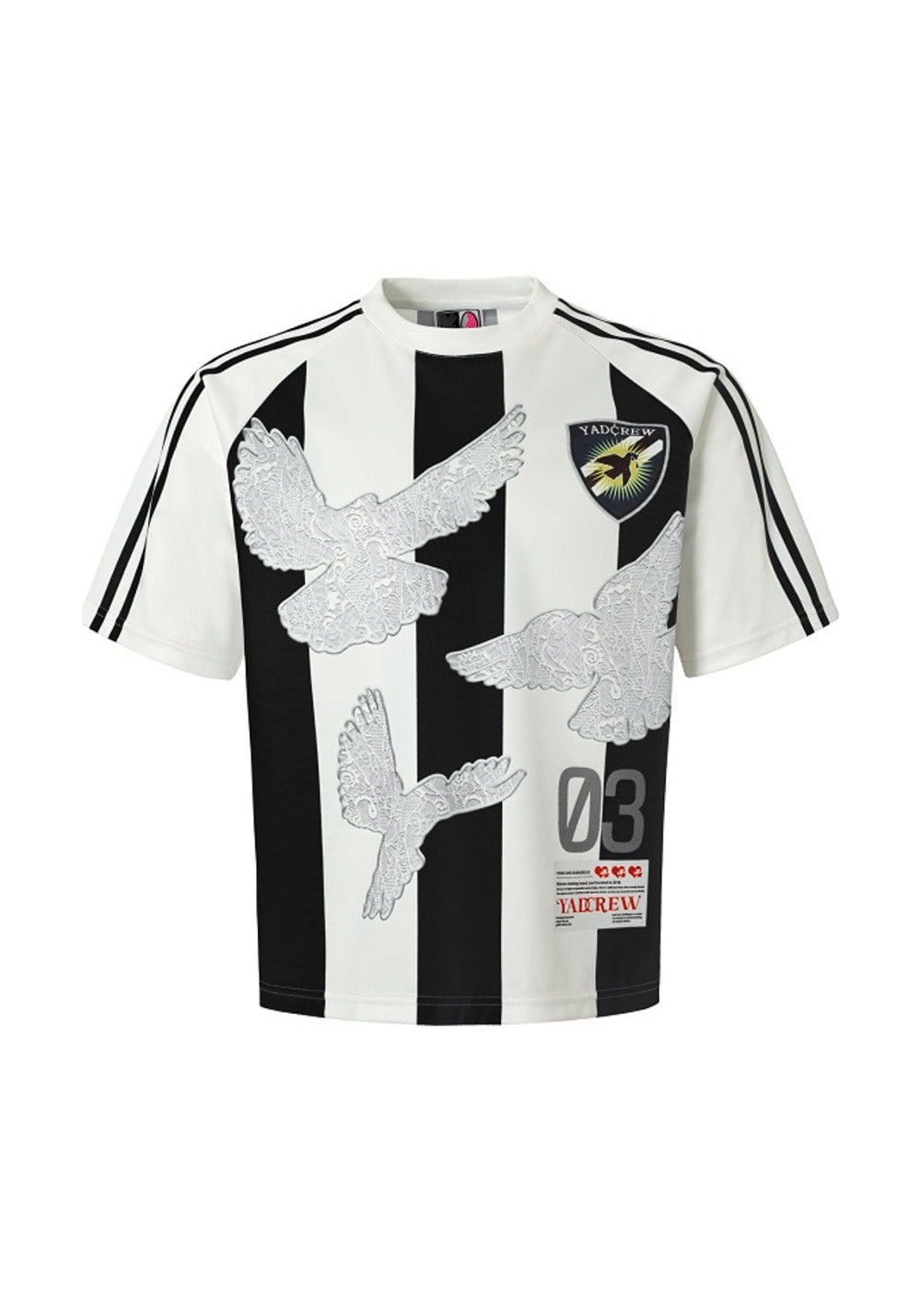 YADcrew丨YADcrew Lace Dove Stripe Tee-Black - PSYLOS 1, YADcrew丨YADcrew Lace Dove Stripe Tee-Black, T-Shirt, YADcrew, PSYLOS 1