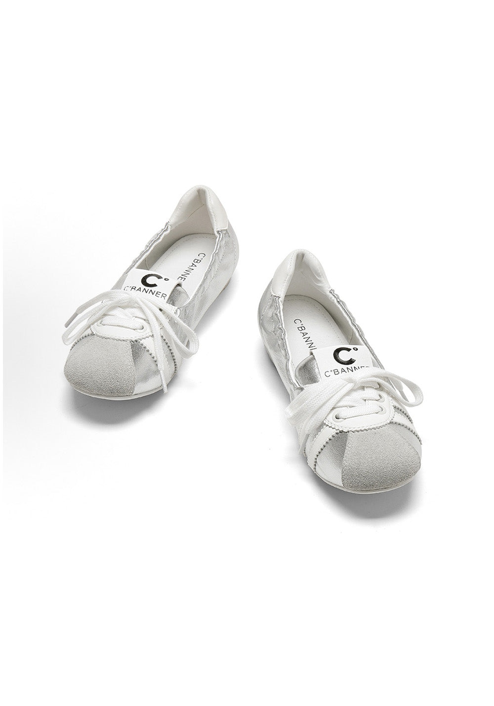C.BANNER丨Leather Ballet Flats Women's Silver - PSYLOS 1, C.BANNER丨Leather Ballet Flats Women's Silver, Retro Trainers, C.BANNER, PSYLOS 1